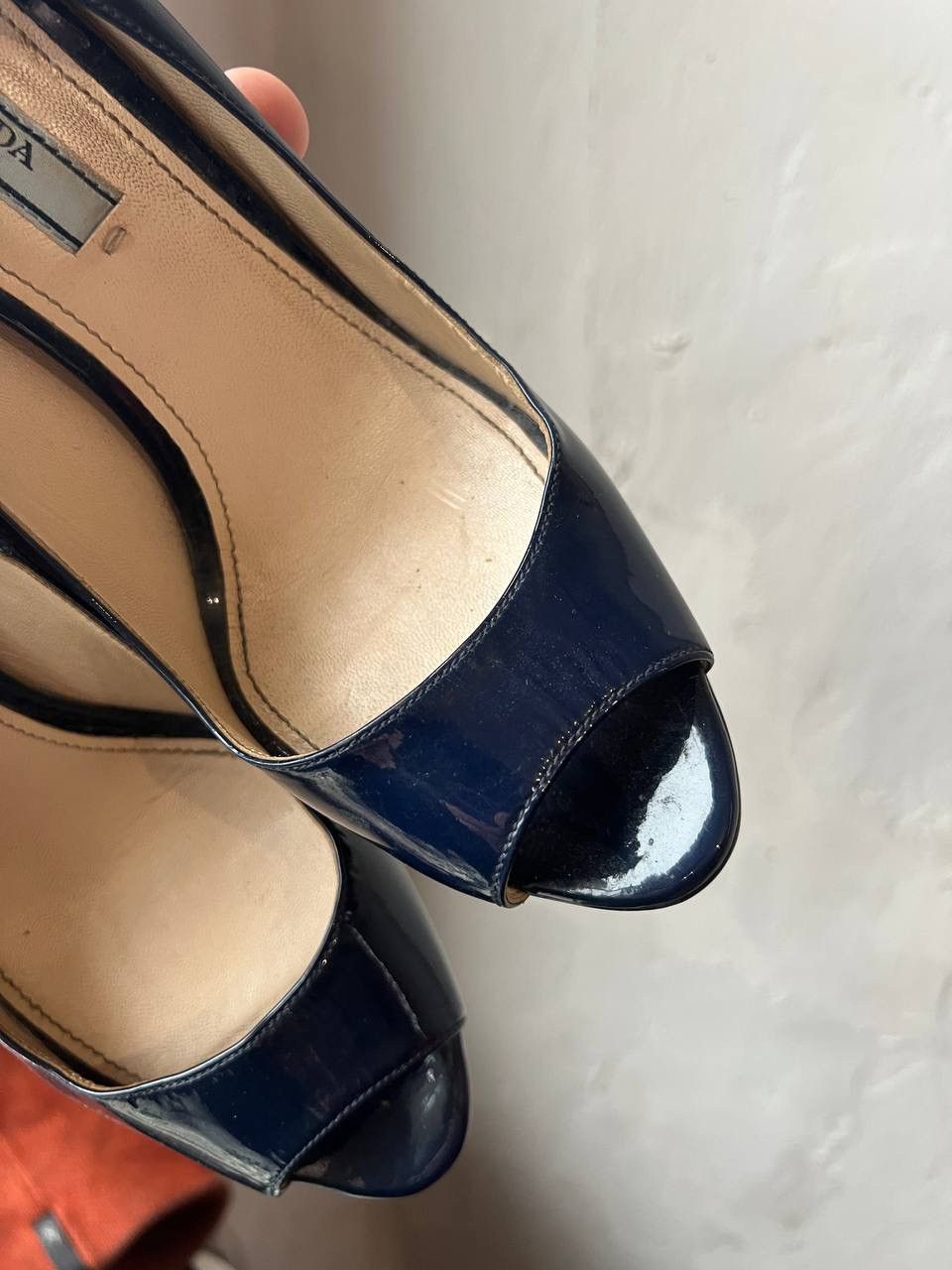 Prada PRADA NAVY PATERN LEATHER PLATFORM HEELS RARE SIZE 38.5 Size US 8.5 / IT 38.5 - 8 Thumbnail