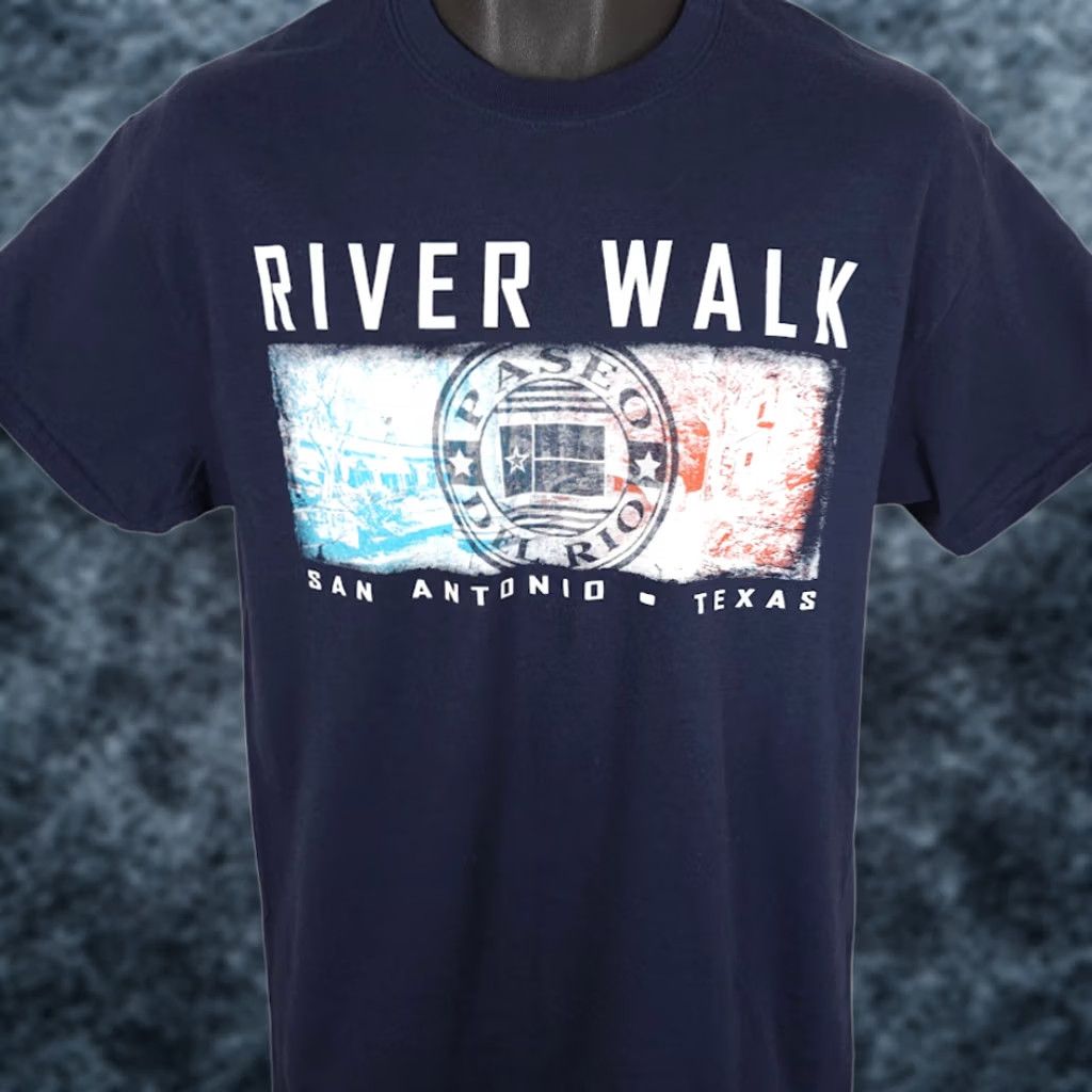 Vintage River Walk San Antonio T Shirt Mens Size Medium Blue Travel Destination Tee Size US M / EU 48-50 / 2 - 1 Thumbnail