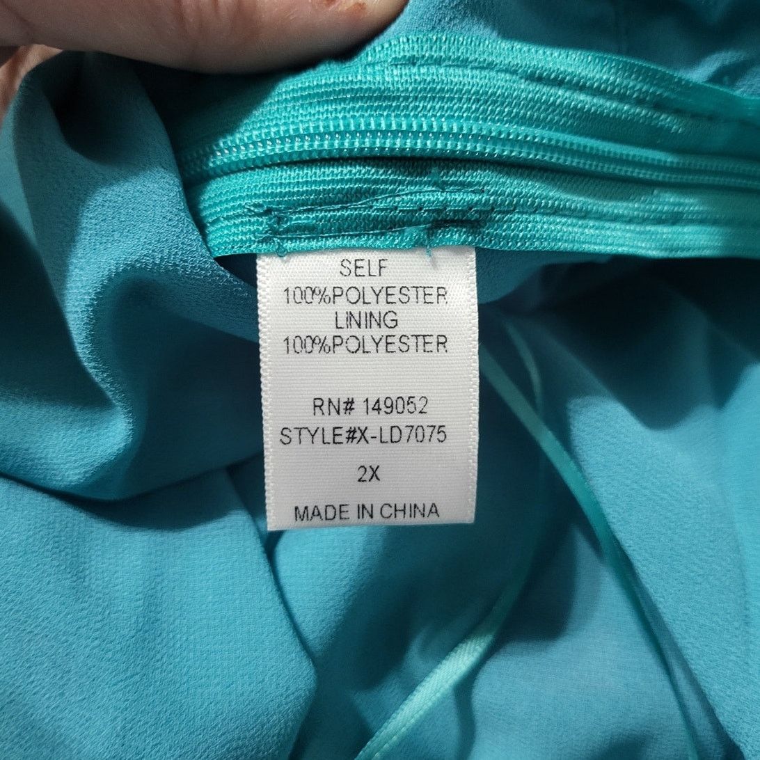 Other Fashion Nova Live for the Frill Maxi Dress in Teal/Combo -2X Size XXL / US 16-18 / IT 52-54 - 4 Thumbnail