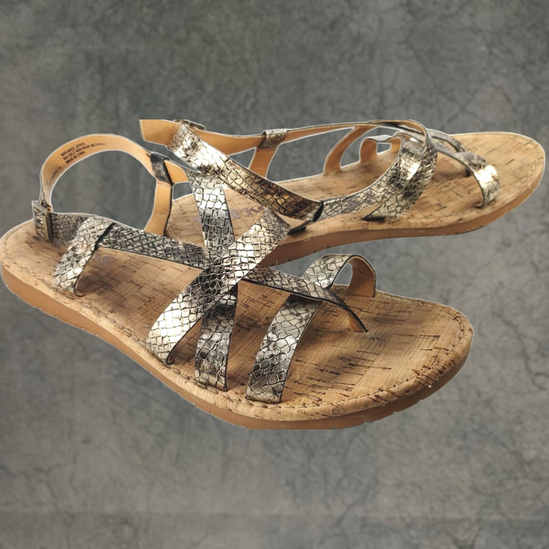 Vintage Korks Felicity Strappy Flat Bonze Snake Print Sandals Women's Size 9M Size US 9 / IT 39 - 1 Thumbnail