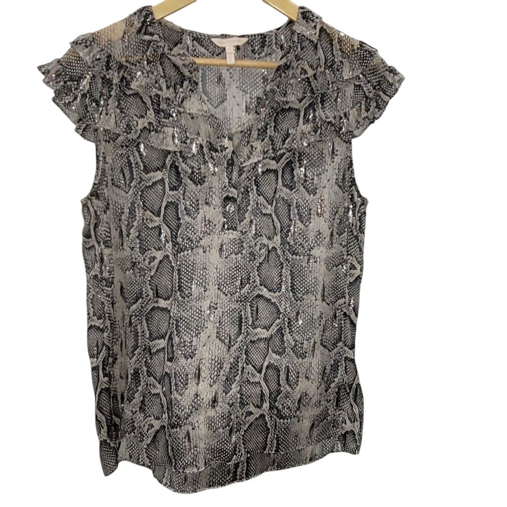 Rebecca Taylor Rebecca Taylor Silk Snake Print Ruffled Blouse Metallic Size M / US 6-8 / IT 42-44 - 1 Thumbnail