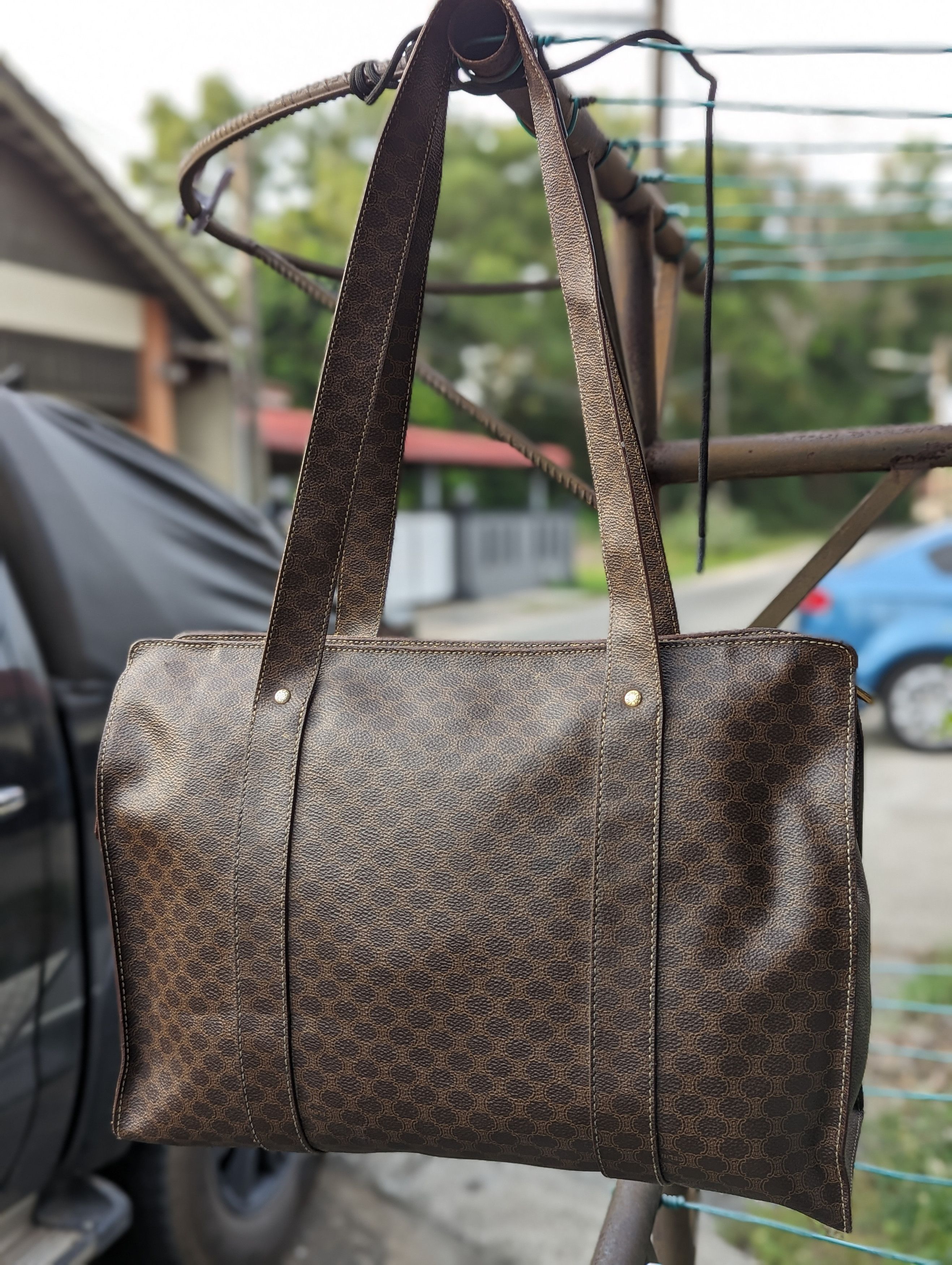 Celine Vintage Celine Macadam Pattern Shoulder/Tote Bag Brown Size ONE SIZE - 9 Thumbnail