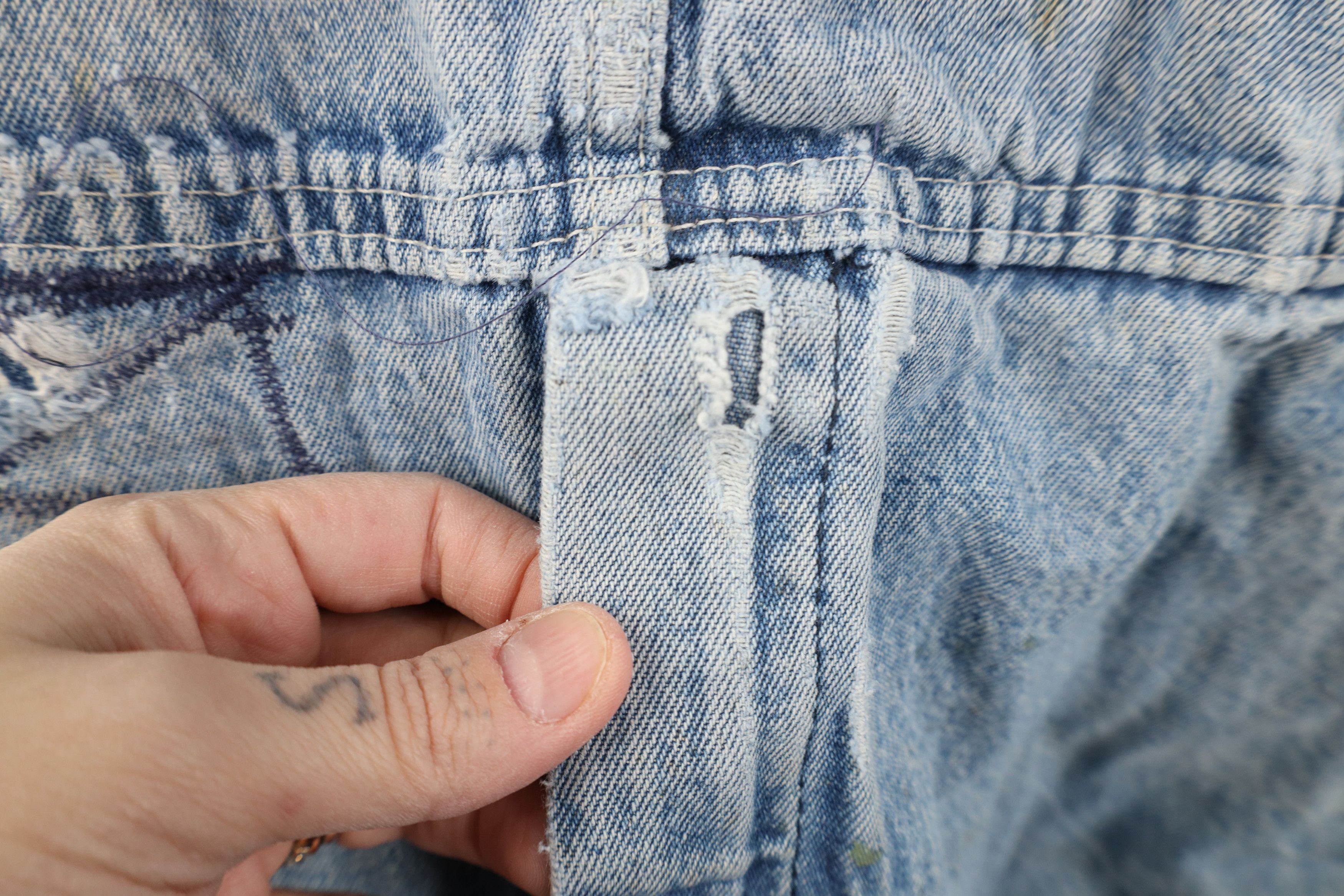 Vintage Vintage 90s Streetwear Thrashed Wide Leg Denim Jean Overalls Size US 40 / EU 56 - 7 Thumbnail