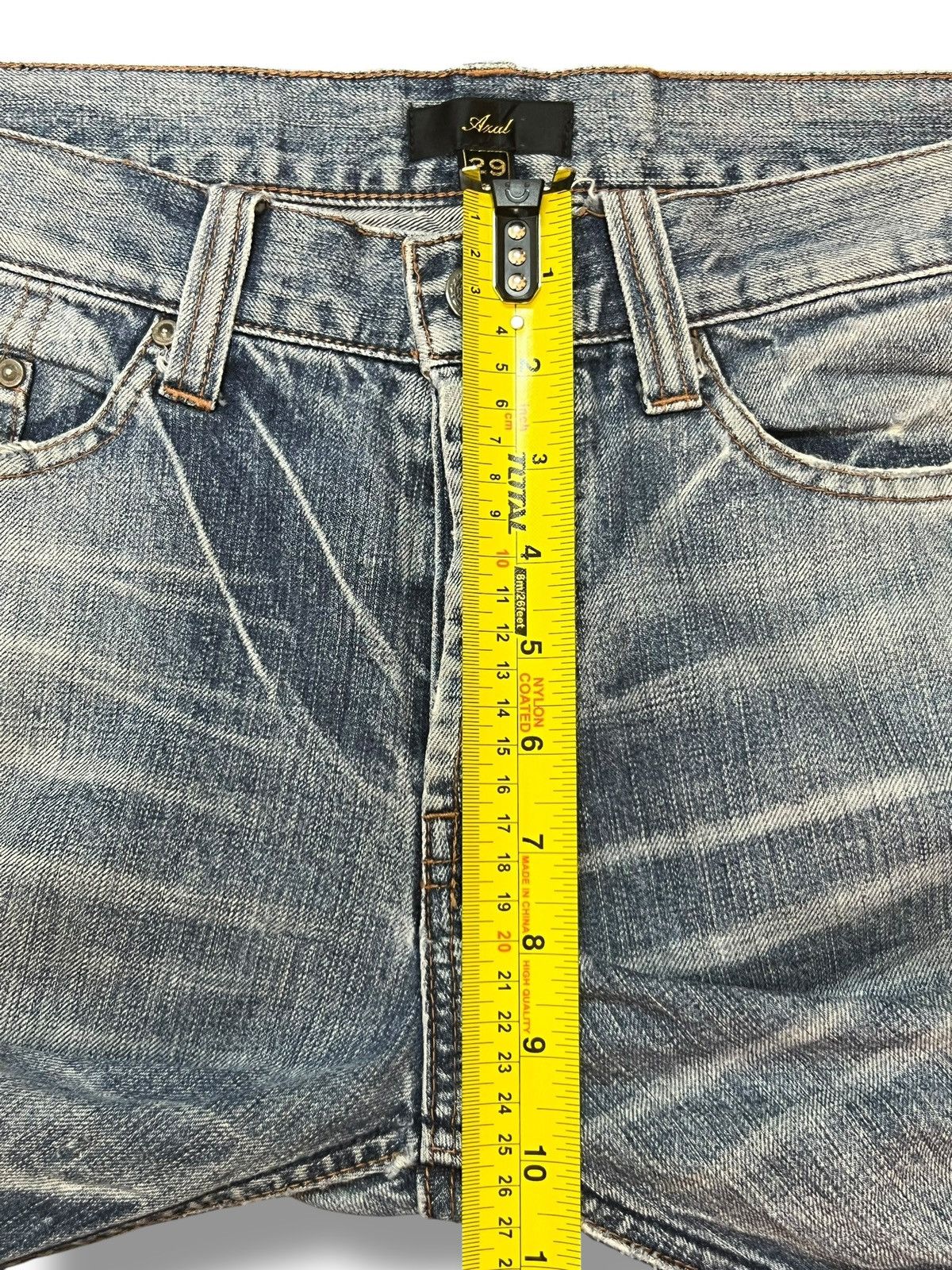 Japanese Brand Vintage Axal Slim Straight, Faded Wash, Distressed Jeans Size US 32 / EU 48 - 13 Thumbnail