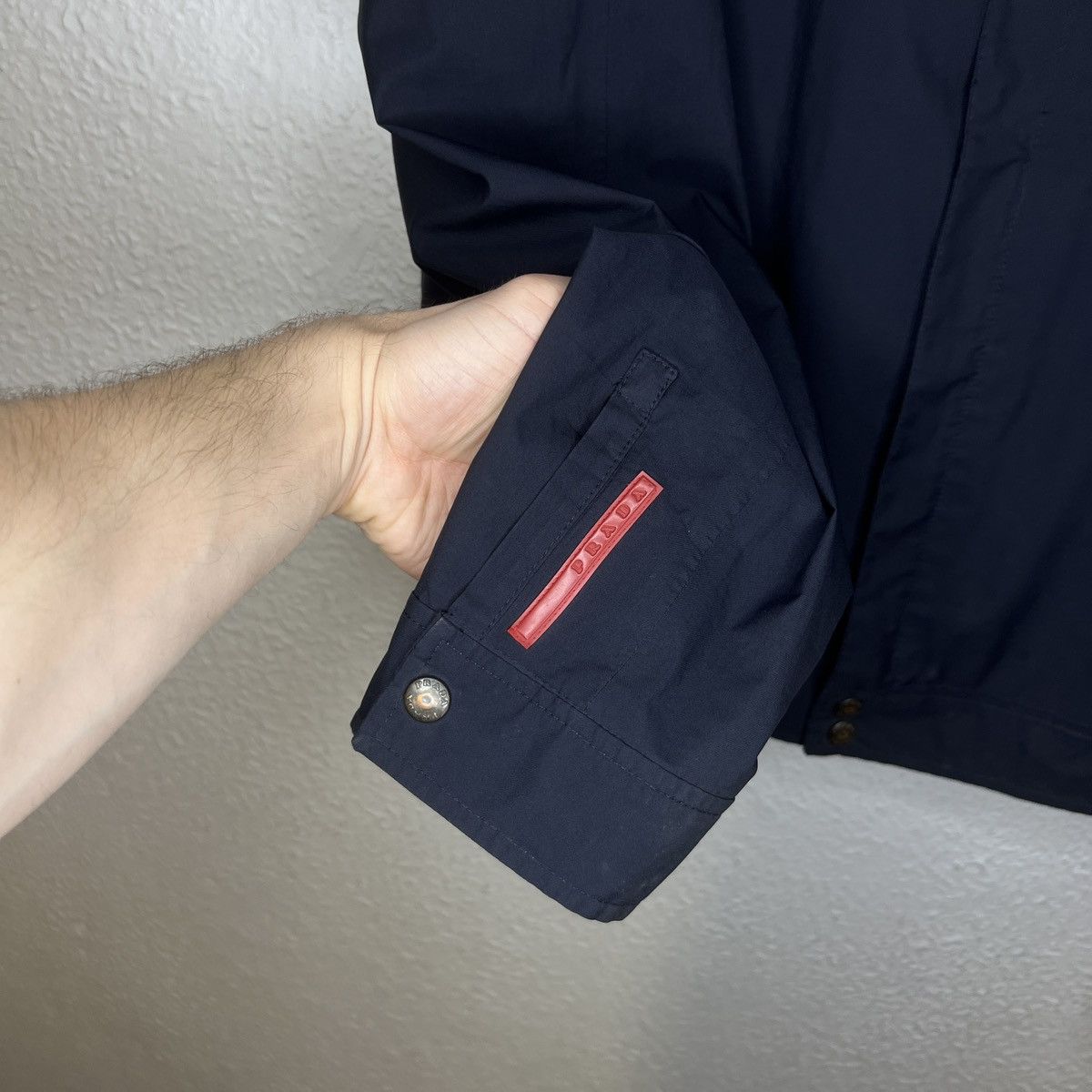 Designer × Prada Prada Milano Jacket Nylon Navy Red Label Tag Logo Designer Size US L / EU 52-54 / 3 - 5 Thumbnail