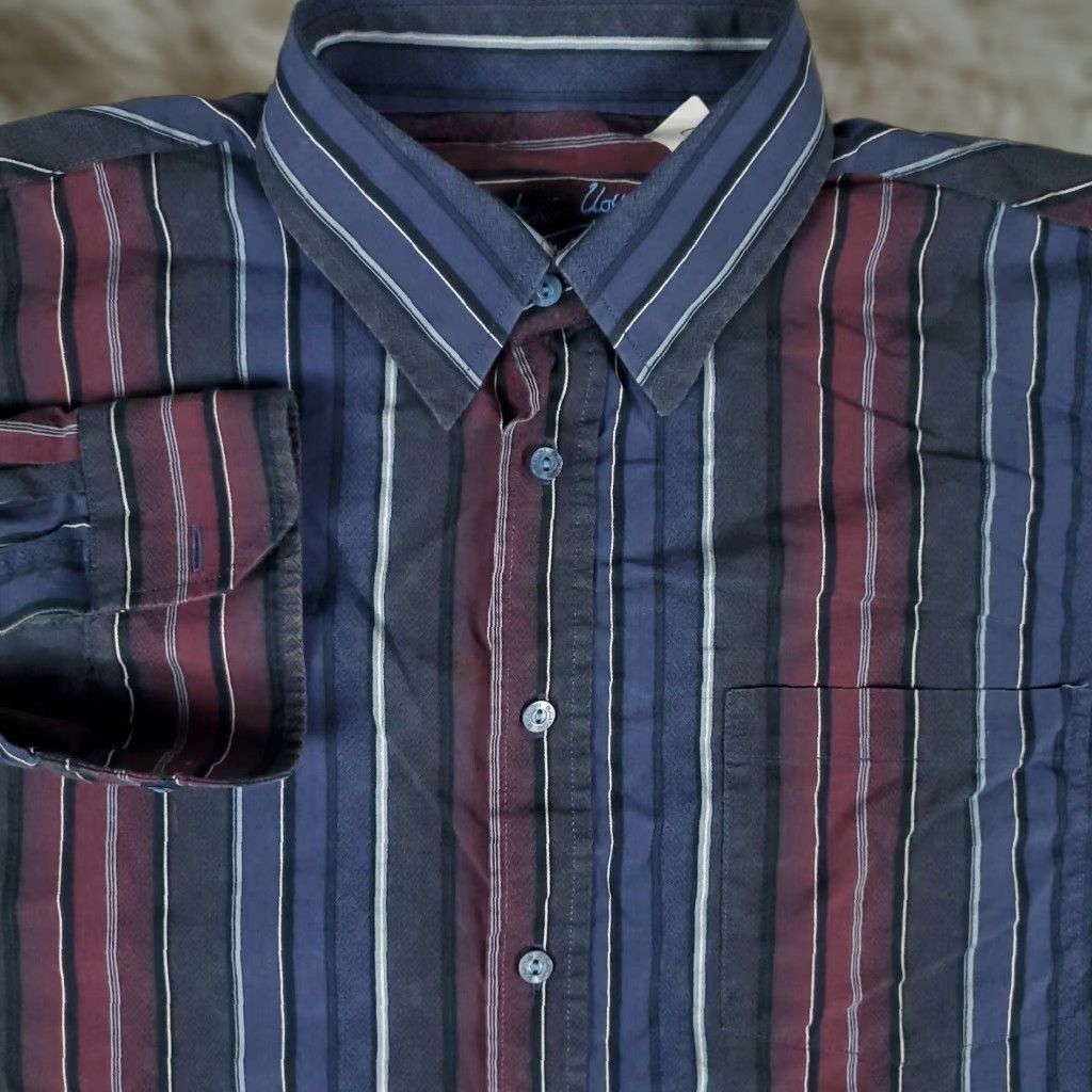 BUGATCHI Bugatchi Uomo Blue Striped Button-Up Shirt Mens Large Long Sleeve Casual Modern Size US L / EU 52-54 / 3 - 1 Thumbnail