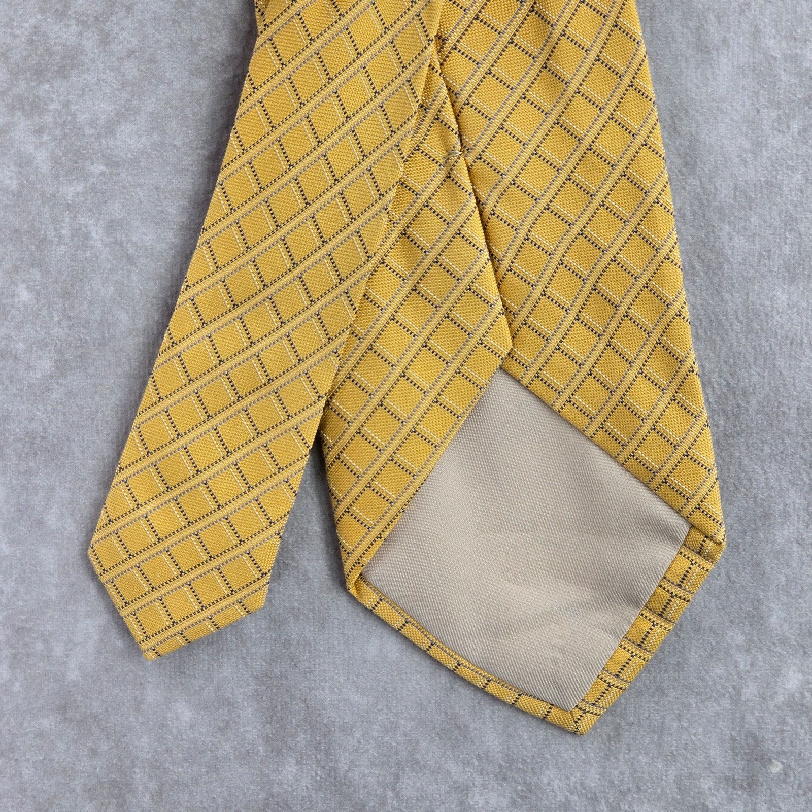 Barneys New York Barneys New York Yellow Plaid Stripe Italy Silk Neck Tie Size 30 - 6 Thumbnail