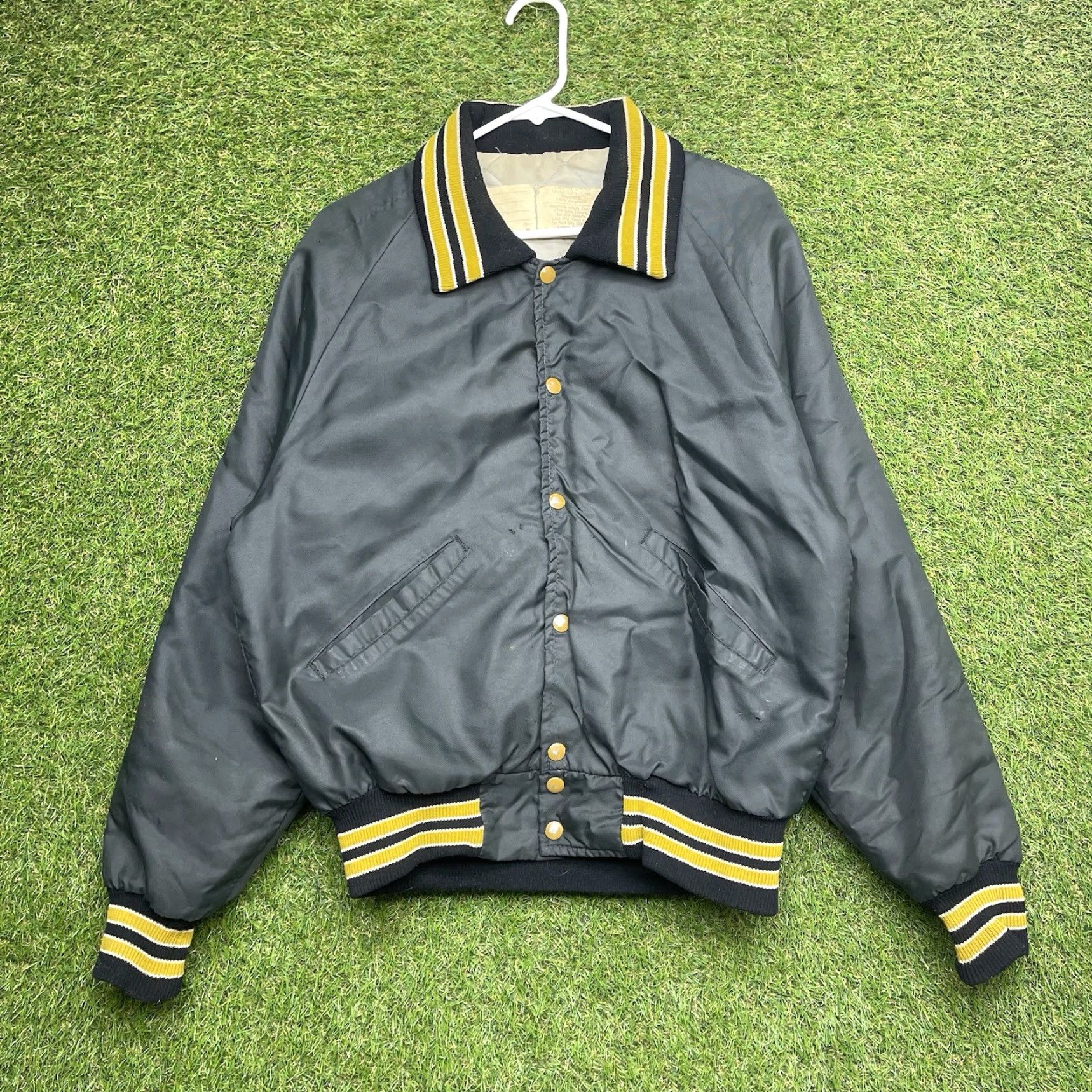 Vintage VINTAGE DeLong Satin Jacket Mens Medium Black 70s Varsity Letterman Size US M / EU 48-50 / 2 - 2 Thumbnail