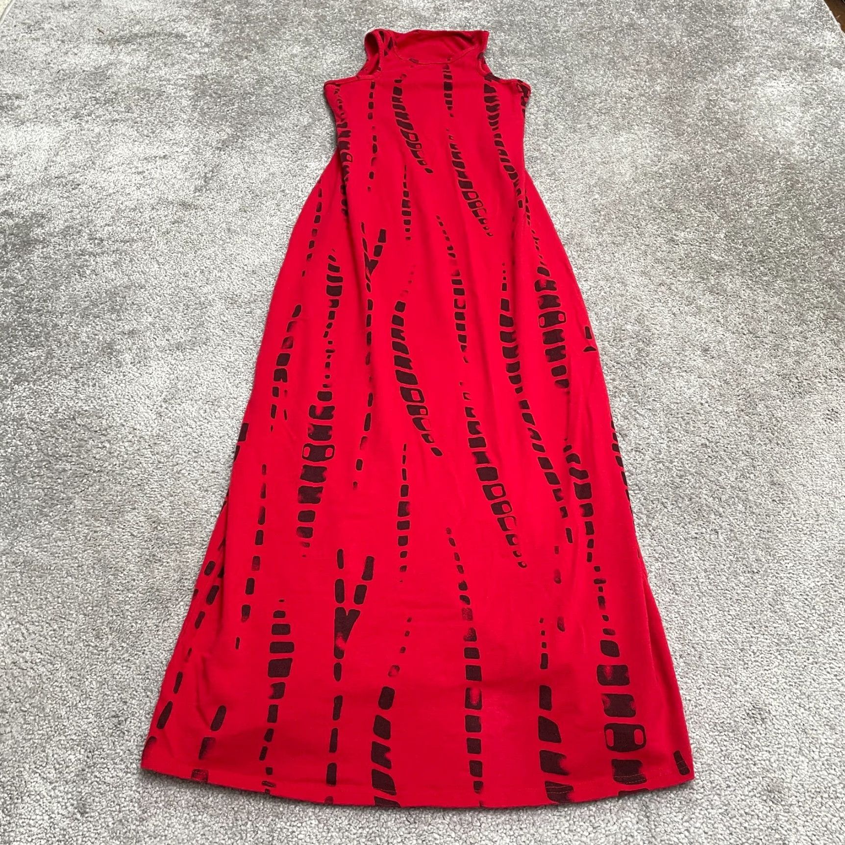 Vintage Unbranded Maxi Dress Womens Medium Red Black Patterned Stretch Sleeveless Size M / US 6-8 / IT 42-44 - 2 Thumbnail