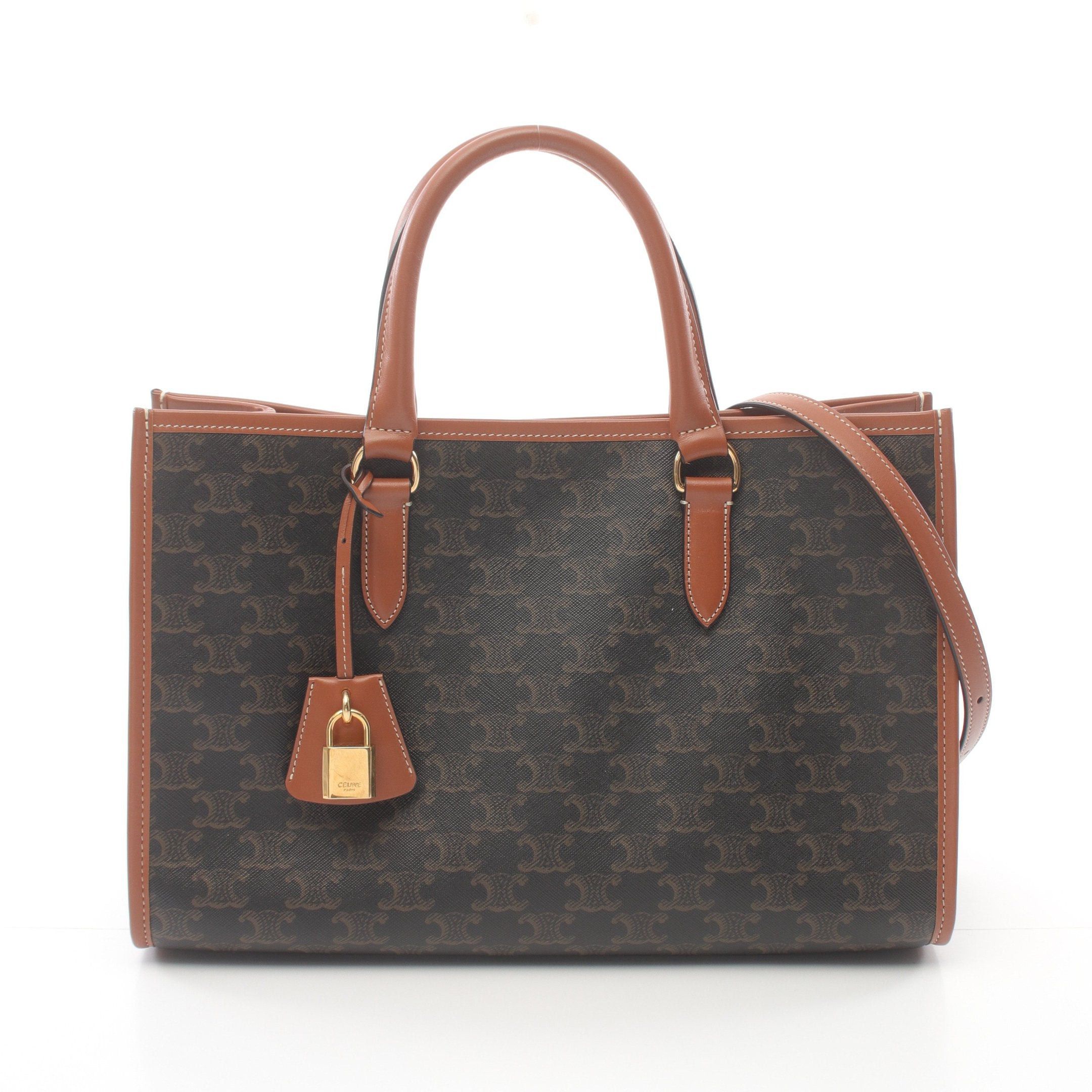 Celine Mini Horizontal Hippopotamus Triomphe Handbag Tote Bag Leather Black Brown