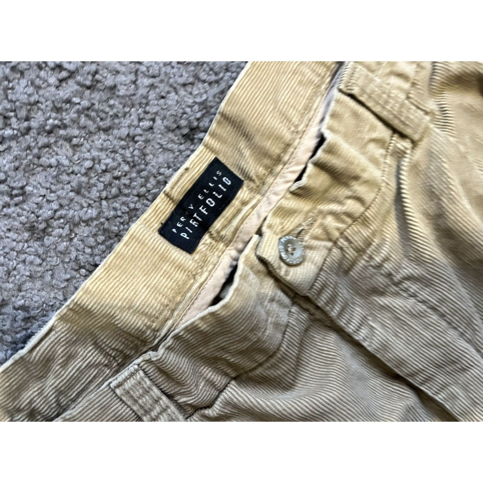 Perry Ellis Perry Ellis Chino Pants Men's 36 Regular Khaki Corduroy Pleated 31" Inseam Beigish Opt: Modern/ Casual Mens Size US 36 / EU 52 - 5 Thumbnail
