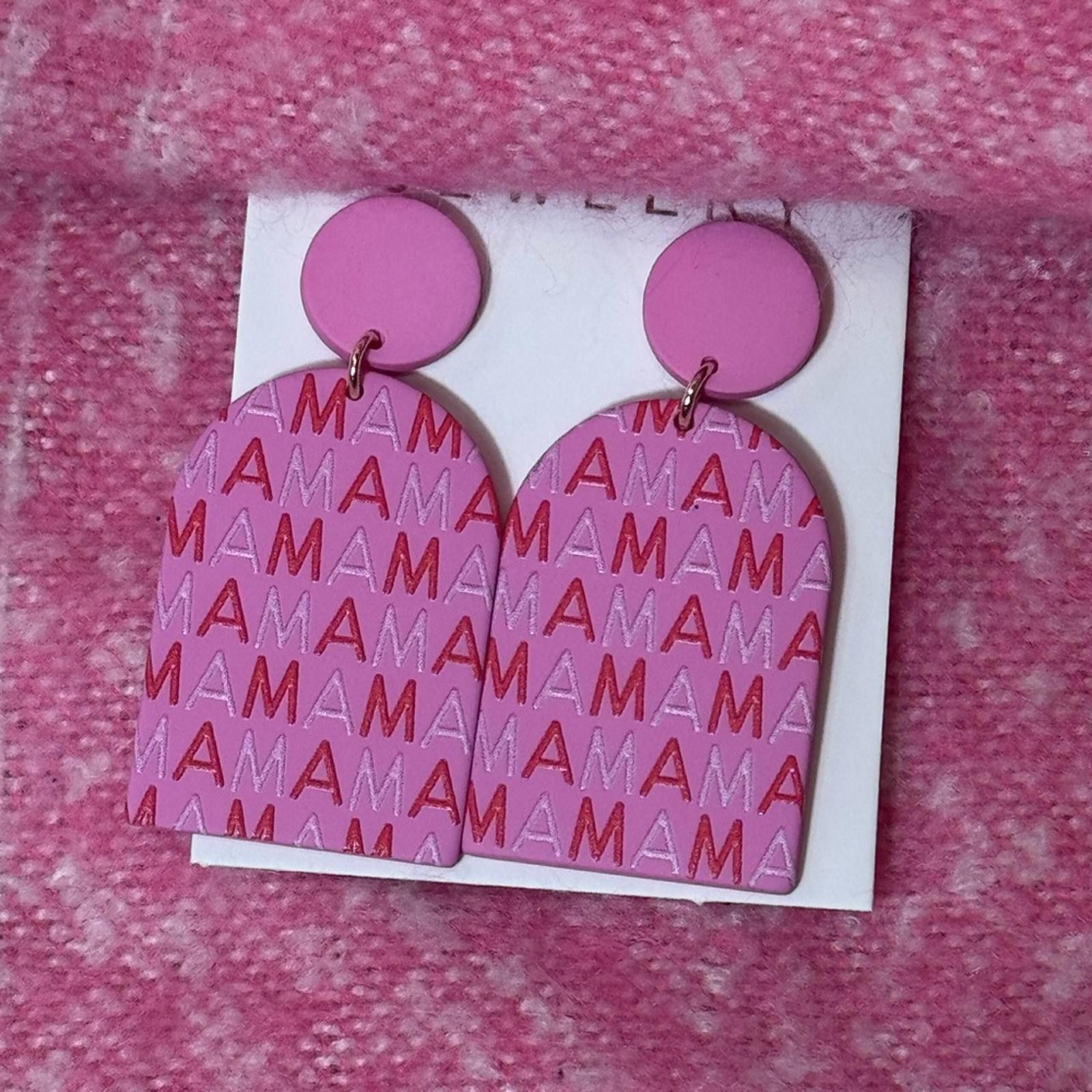 Designer Trendy Pink and Red 'MAMA' Earrings Size ONE SIZE - 2 Thumbnail