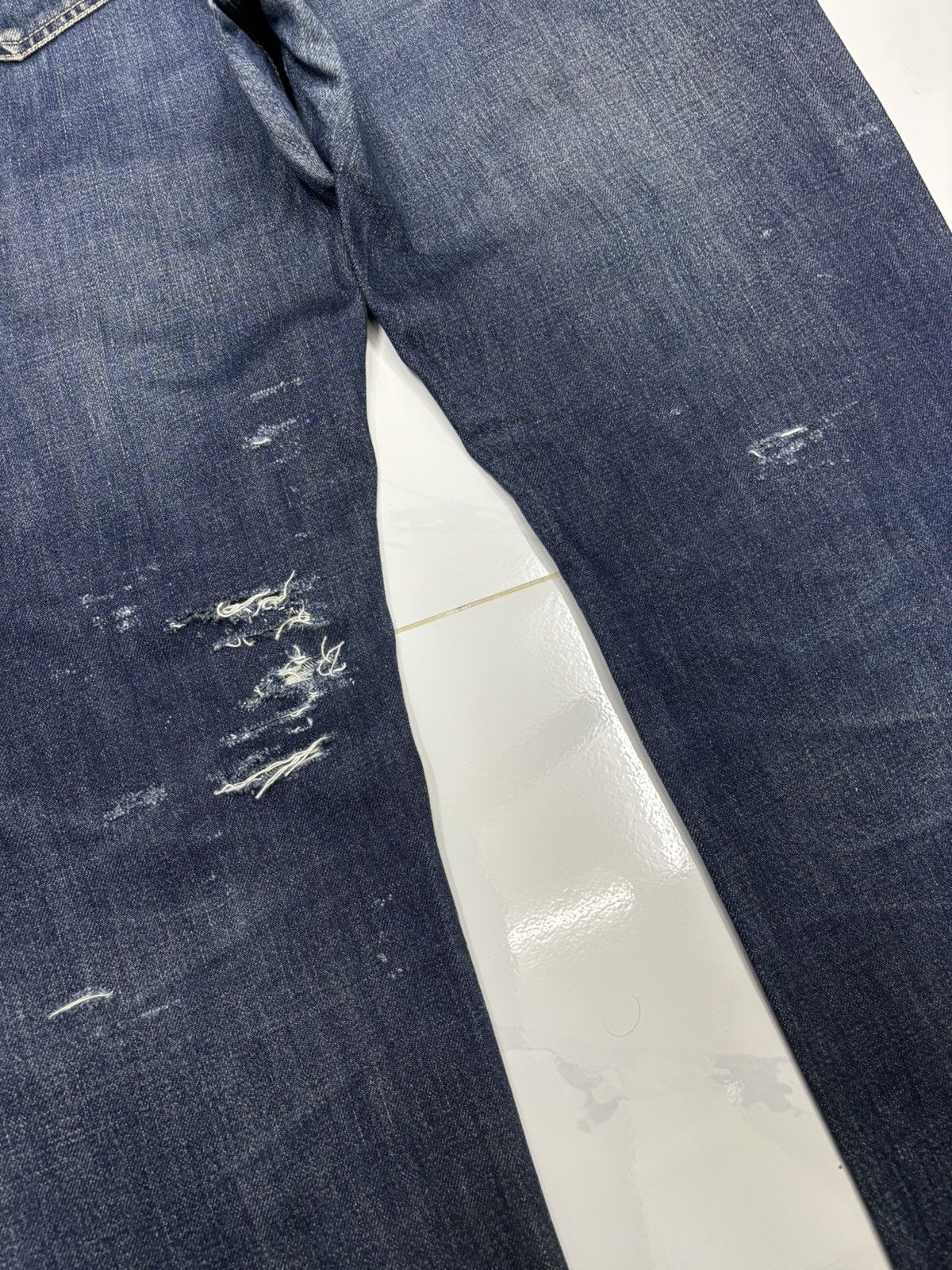 In The Attic 🔥VINTAGE IN THE ATTIC DISTRESS RIPS CUSTOM MADE DENIM JEANS Size US 34 / EU 50 - 15 Thumbnail