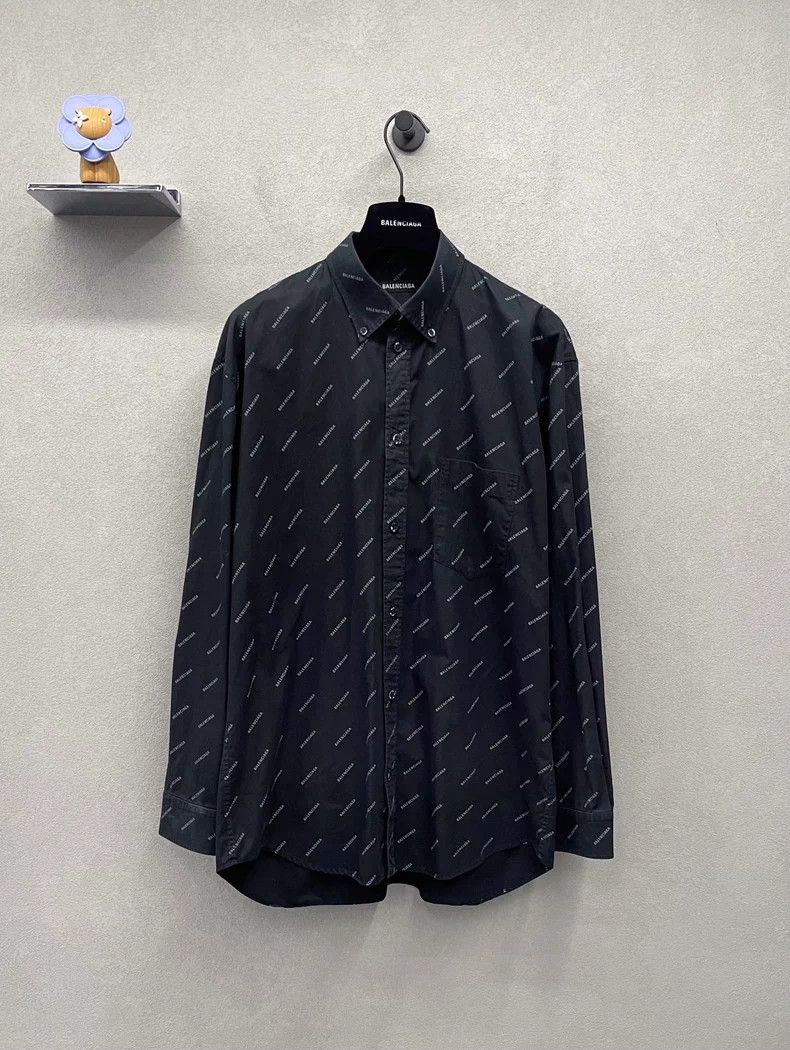 Balenciaga Logo Print Casual Long Sleeve Shirt