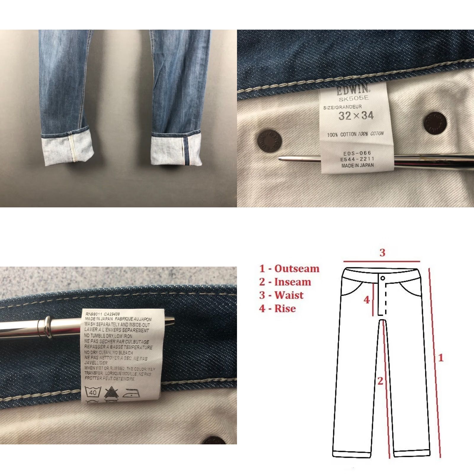 Edwin Edwin Jeans Men 32x34 Denim Cotton Blue Straight Regular Vintage No Size US 32 / EU 48 - 9 Thumbnail