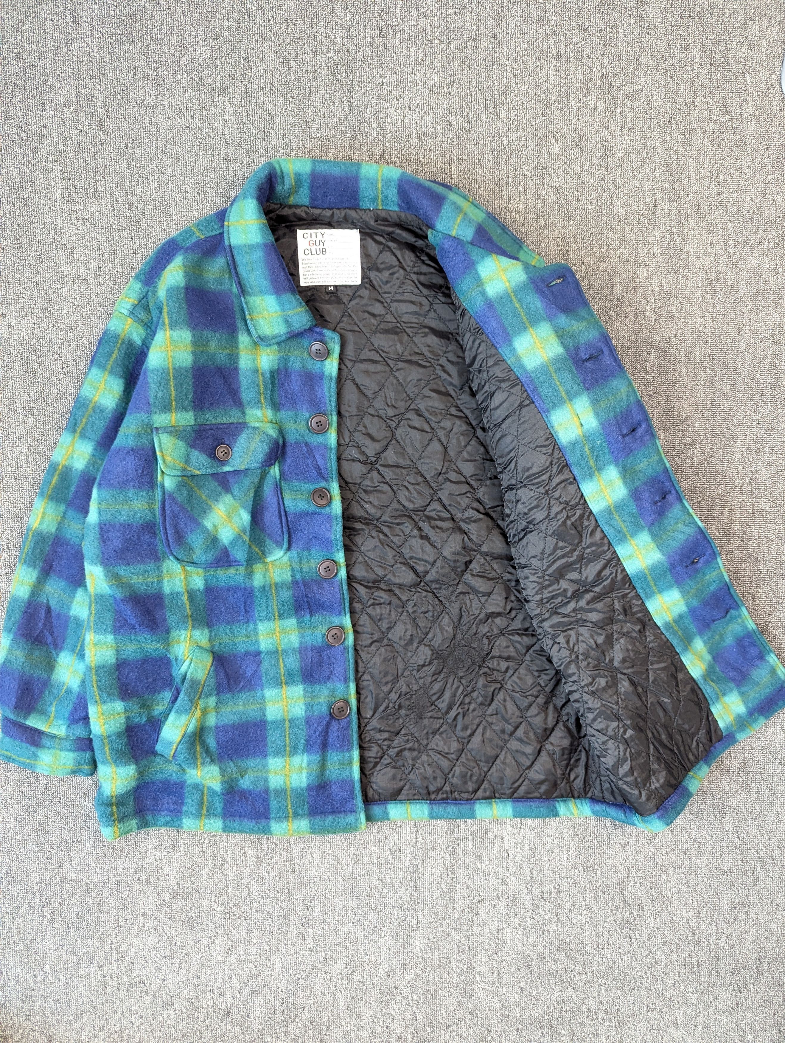 Japanese Brand City Guy Club Checked Fleece Quilted Button Ups Jacket Size US M / EU 48-50 / 2 - 7 Thumbnail