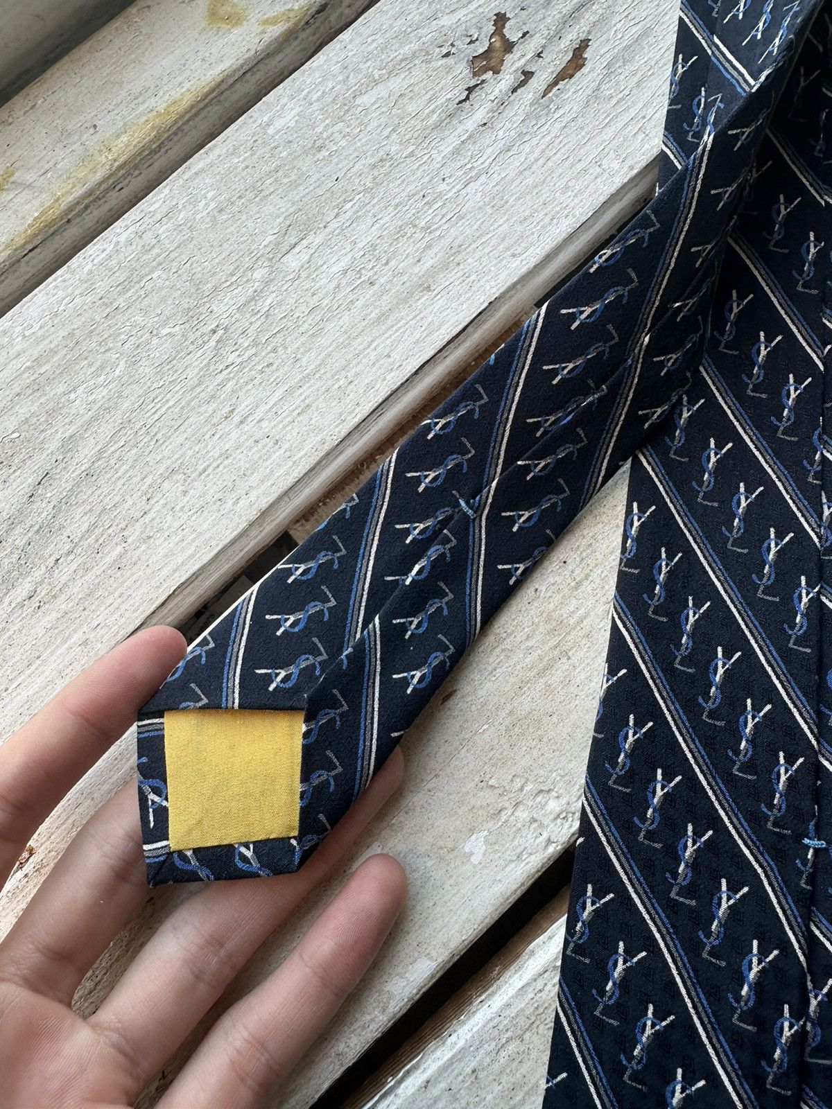 Designer × Yves Saint Laurent GRAIL🚨 Yves Saint Laurent MONOGRAM YSL vintage Tie Size ONE SIZE - 4 Thumbnail