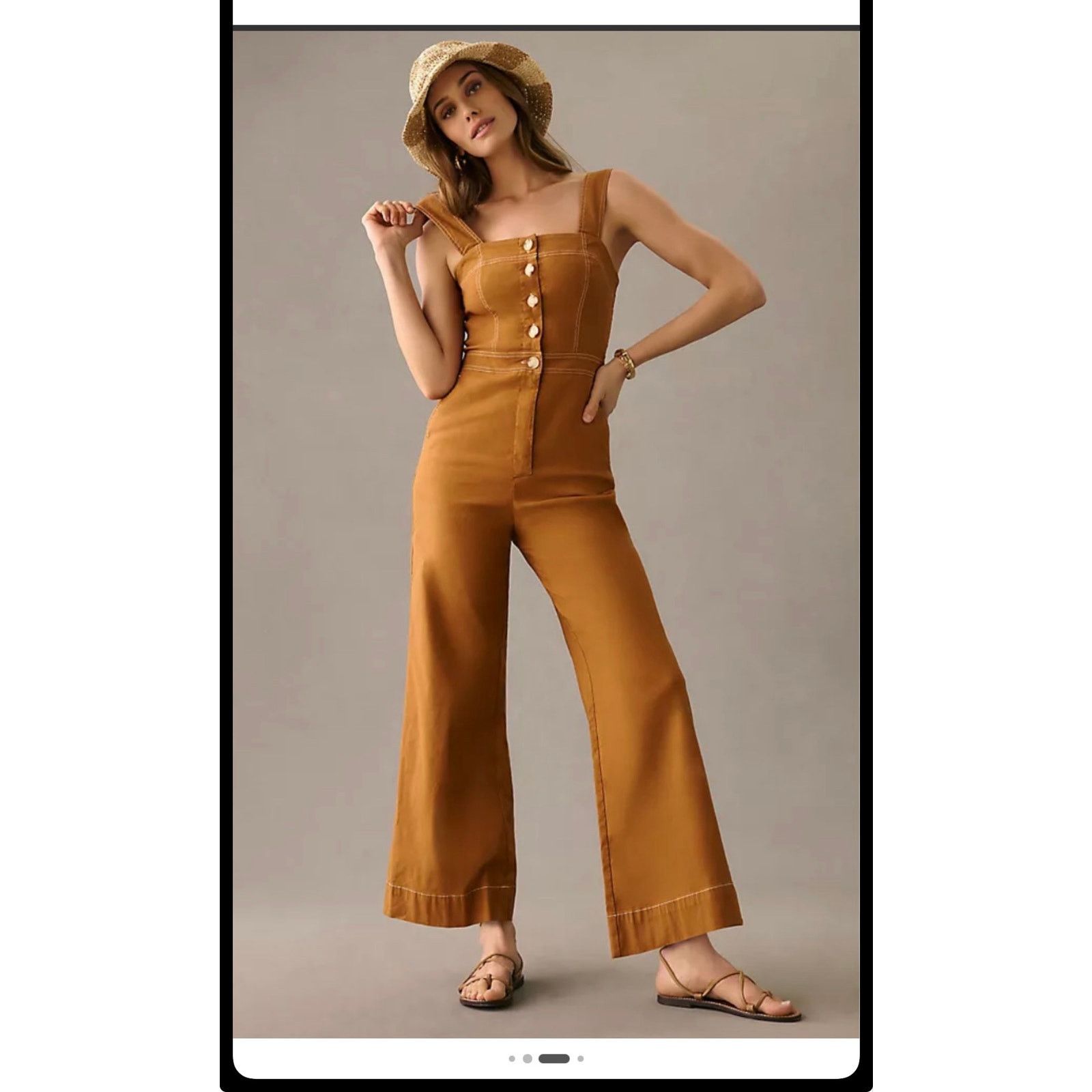 Anthropologie Maeve Anthropologie The Colette Jumpsuit Womens US 0 Brown Size 25" / US 0 / IT 36 - 1 Thumbnail