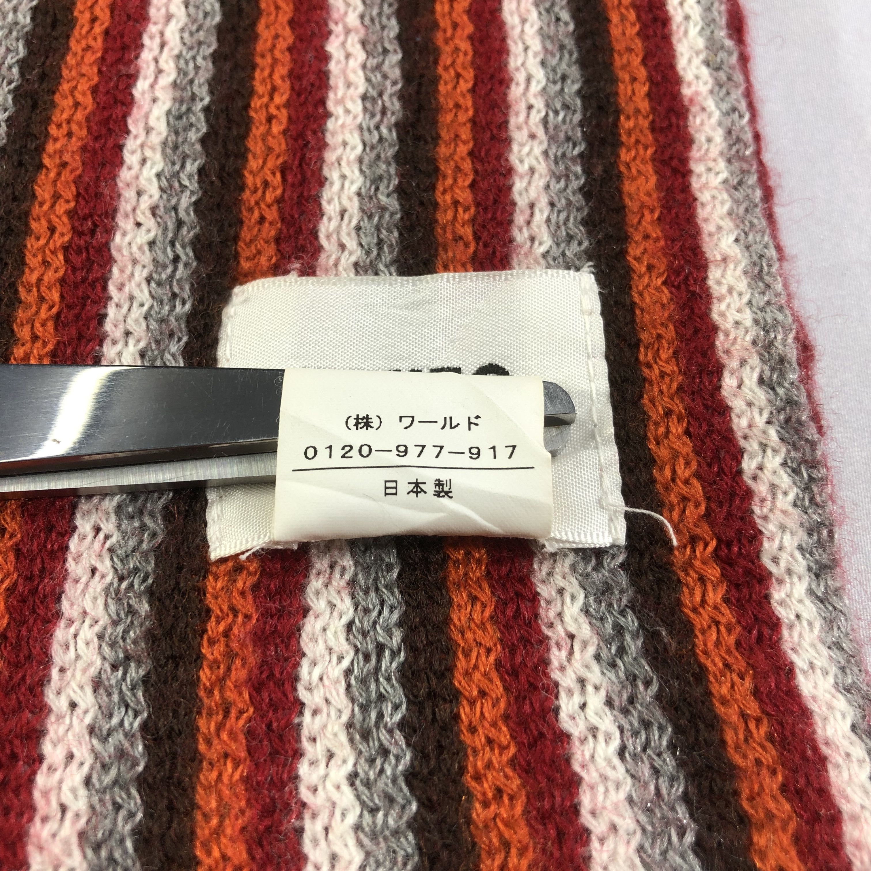 Takeo Kikuchi Takeo Kikuchi Striped Knit Wool Scarf Muffler V1458 Size ONE SIZE - 5 Thumbnail