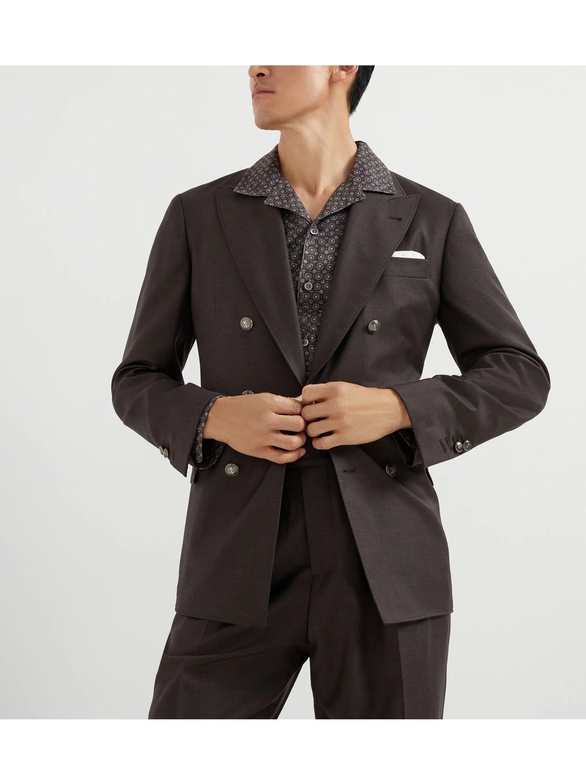 Brunello Cucinelli o1y0526 Double-breasted Blazer in Dark Brown Size US L / EU 52-54 / 3 - 6 Thumbnail