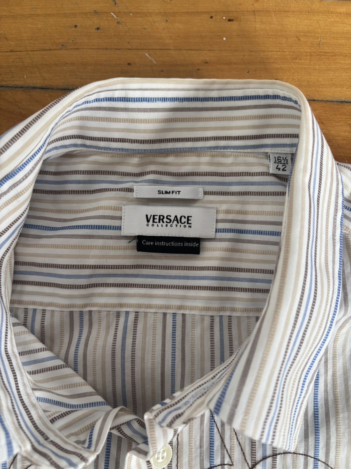 Versace Versace Striped Button Down Shirt Men 16.5 42 Size US L / EU 52-54 / 3 - 4 Thumbnail