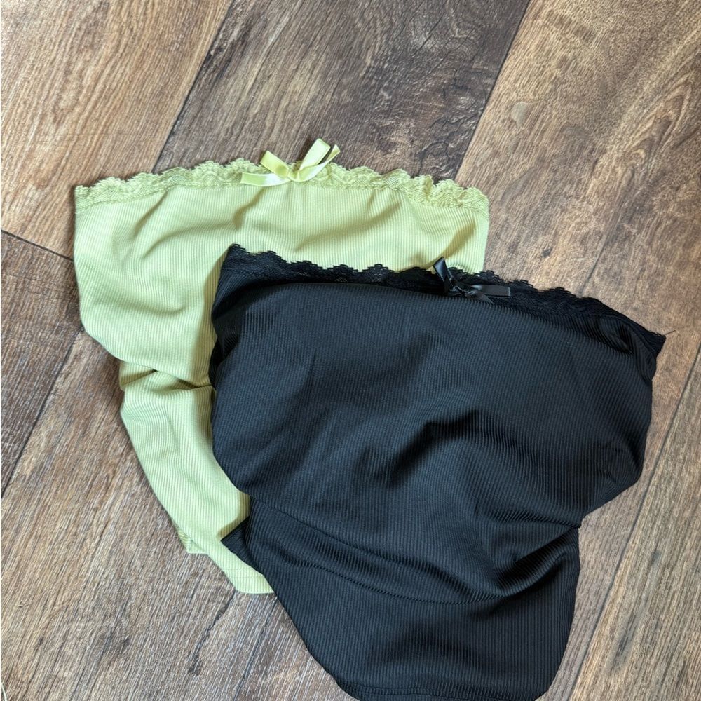 Shein SHEIN Lace Trim Tube Tops - Black and Light Green Size S / US 4 / IT 40 - 4 Thumbnail