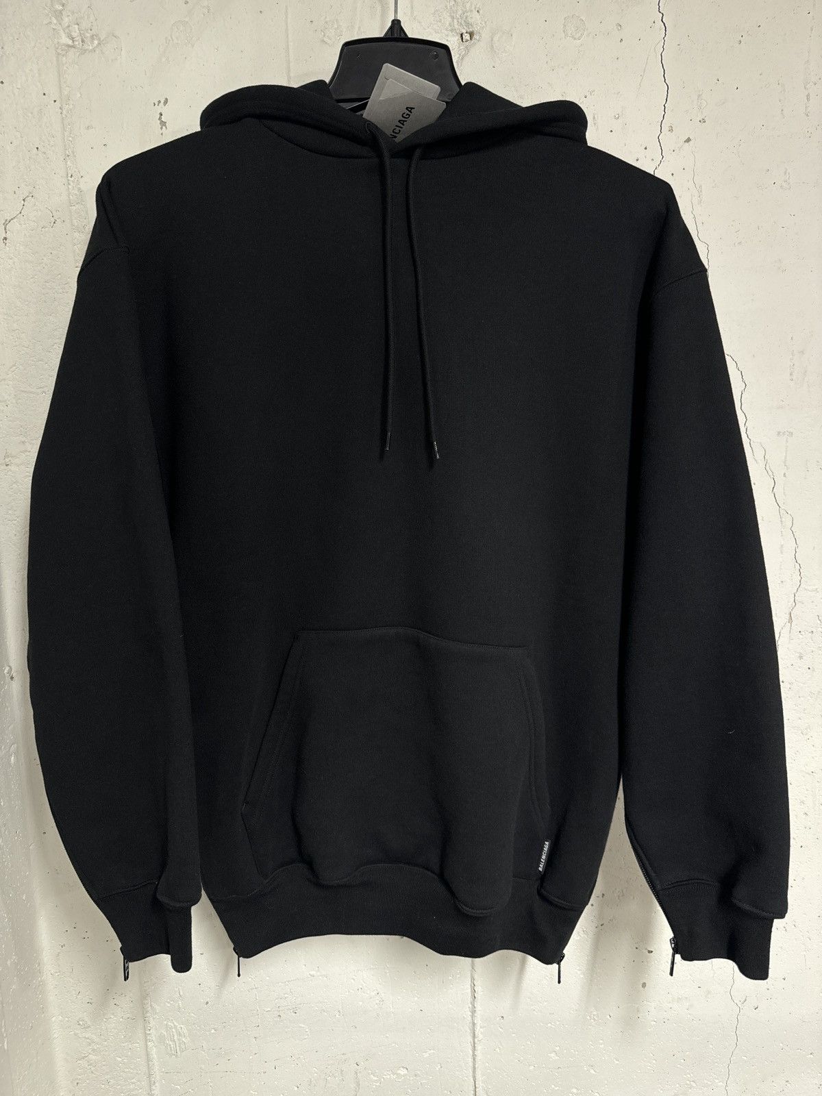 image of Balenciaga Zip Hoodie Heavy Side Zipper in Black, Men's (Size XS)