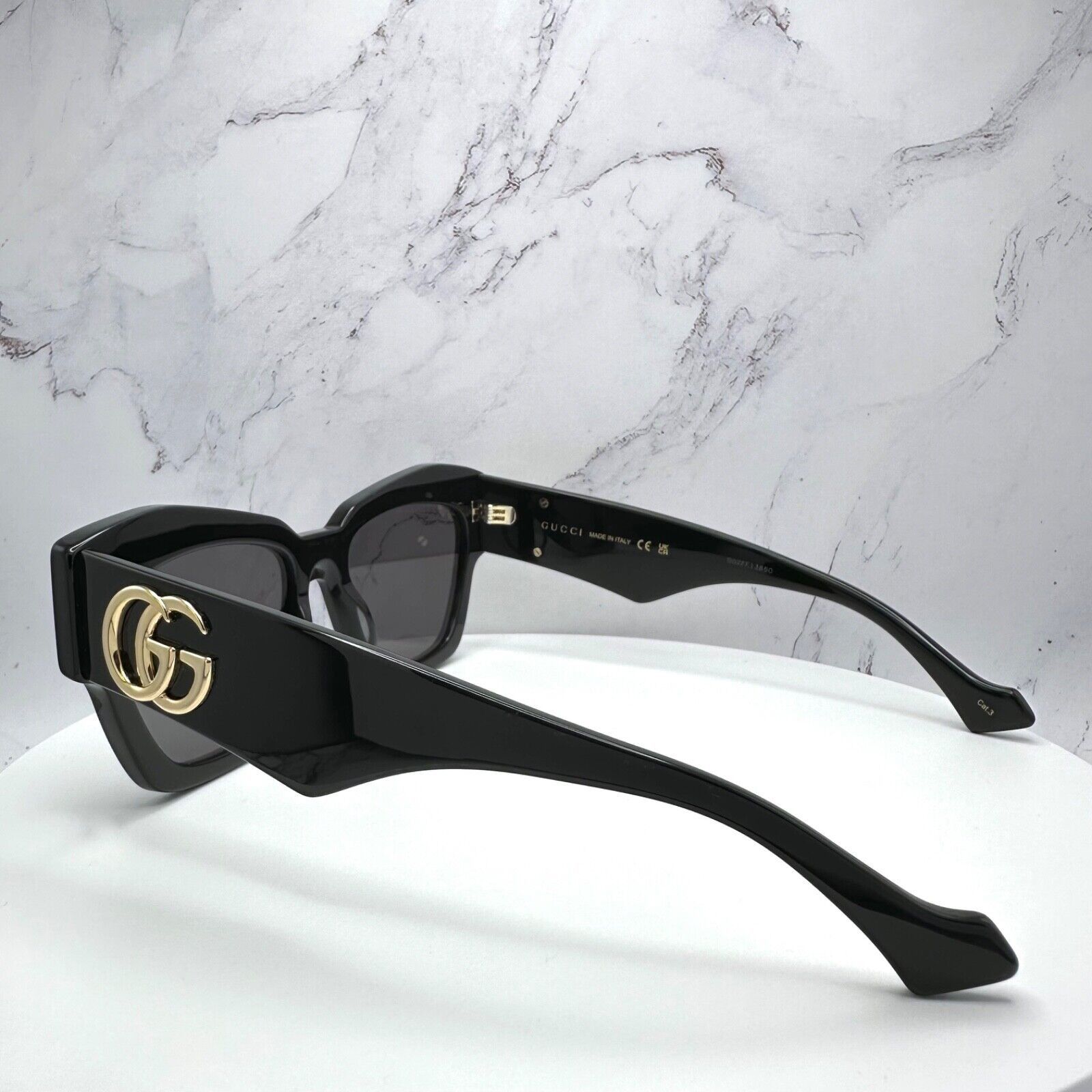 Gucci Gucci Sunglasses Black Cat Eye Gold Interlocking GG Logo Size ONE SIZE - 6 Thumbnail