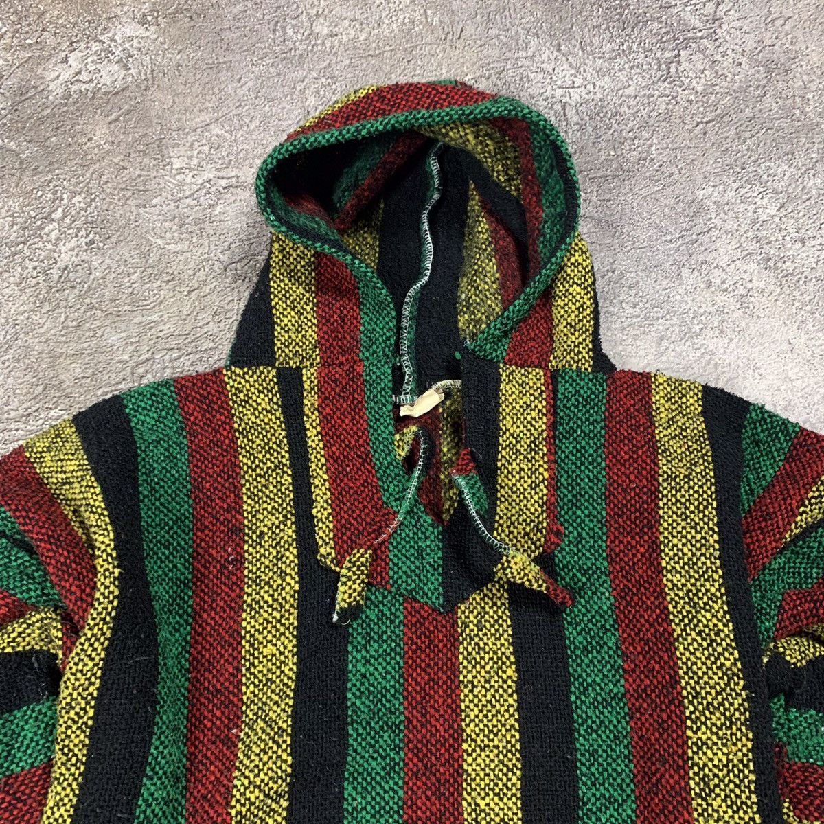 Vintage Vintage 90s Baja Knit Hoodie Striped Mexican Rave Cropped XL Size US XL / EU 56 / 4 - 3 Thumbnail