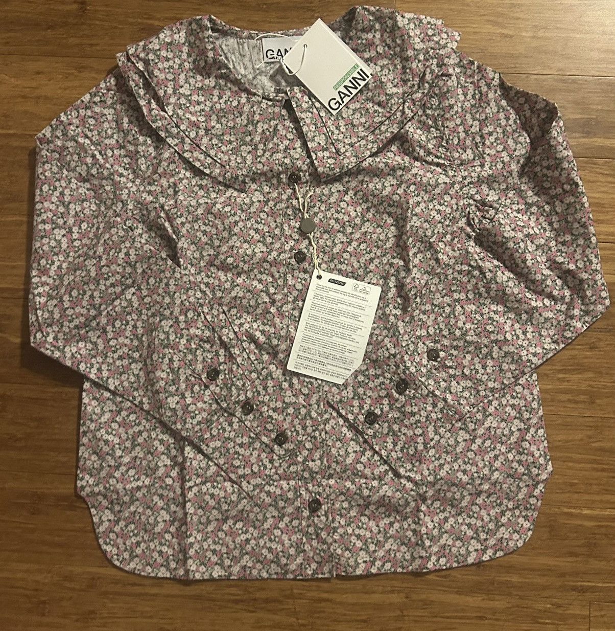 Ganni GANNI Floral-print 100% Organic Cotton-poplin Shirt Size S / US 4 / IT 40 - 6 Thumbnail