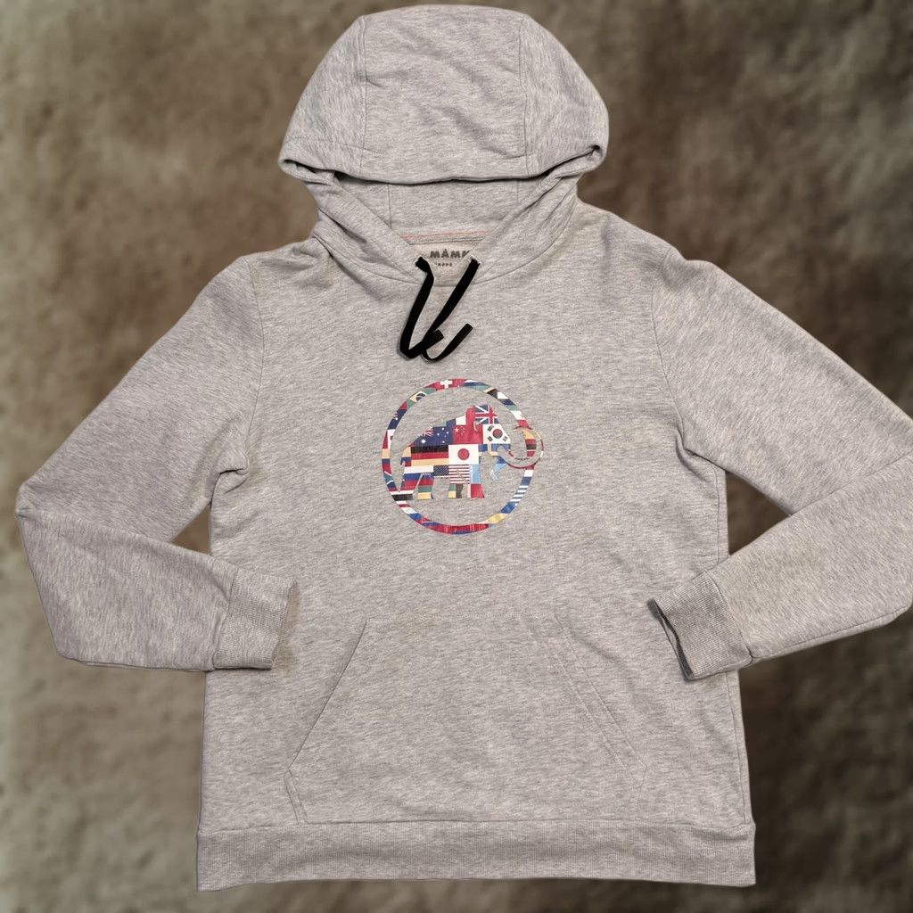 Mammut Mammut Hoodie Mens S Gray Pullover World Flags Mammoth Logo Outdoor Cotton Size US S / EU 44-46 / 1 - 1 Thumbnail