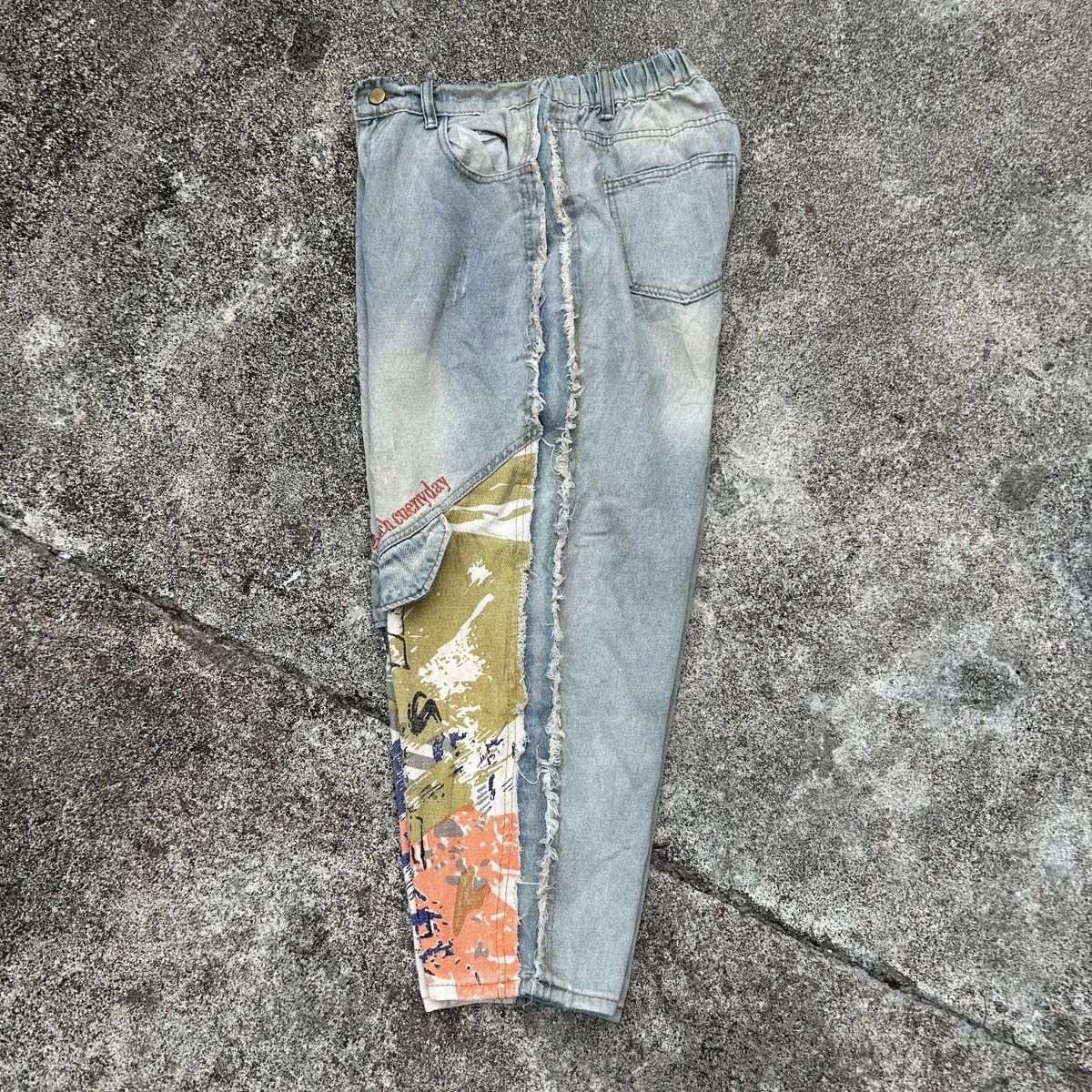 Japanese Brand Loose Jeans Patchwork Paint Style *kapital Stlye Size US 27 - 2 Thumbnail