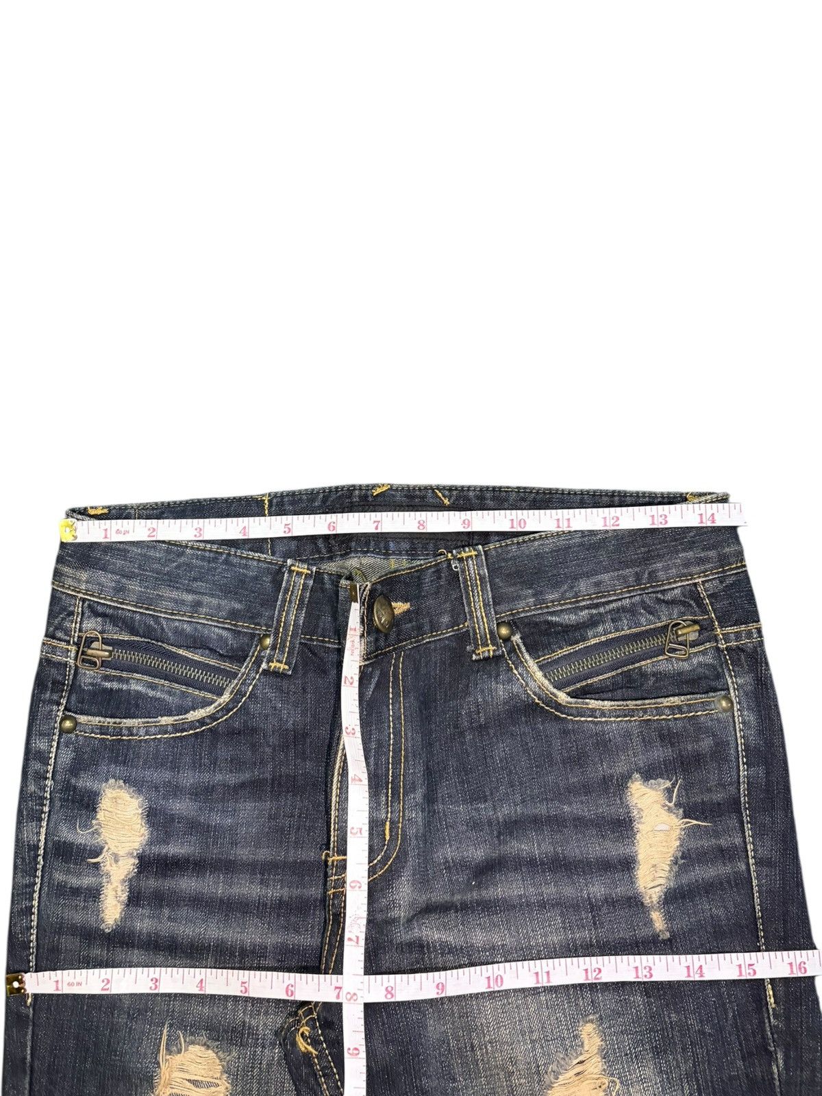 If Six Was Nine Vintage Japanese Lagust Rusty Wash Distress Flare Jeans Size 29" - 6 Thumbnail