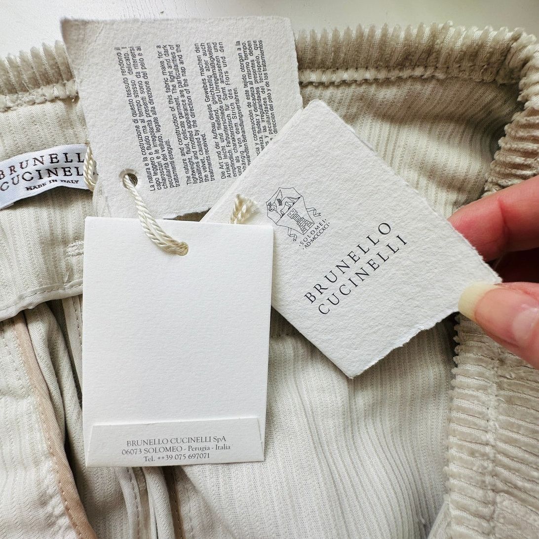 Brunello Cucinelli NWT Brunello Cucinelli Beige Front Pleat Wide Corduroy Pant Size 36" / US 14 / IT 50 - 15 Thumbnail