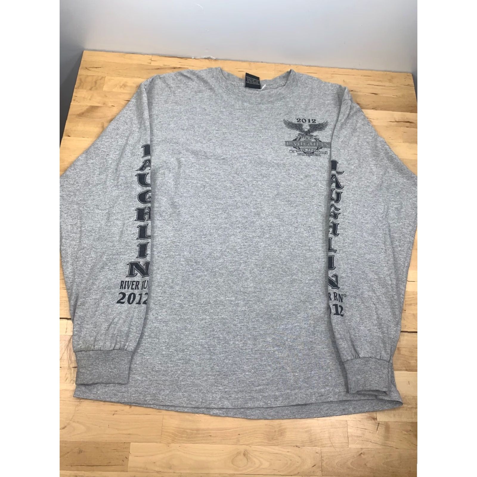Vintage Laughlin River Run Promo Graphic Long Sleeve T Shirt Mens L Gray Harley Davidson Motorcycle Cotton Crew Neck Size US L / EU 52-54 / 3 - 3 Thumbnail