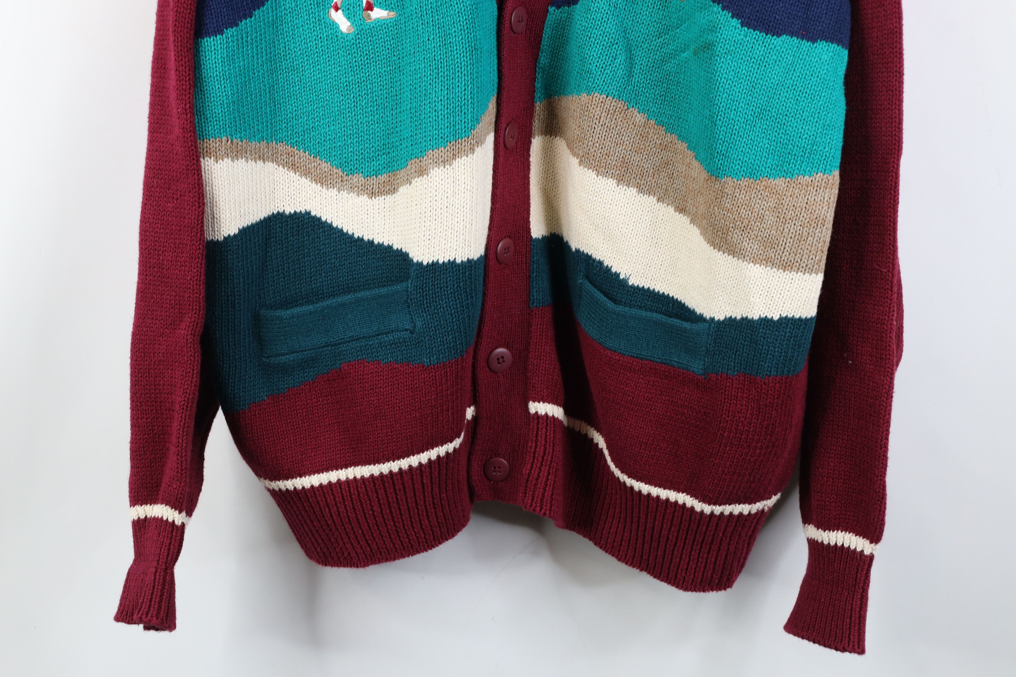 Vintage Vintage 90s Streetwear All Over Print Knit Cardigan Sweater Size US L / EU 52-54 / 3 - 3 Thumbnail