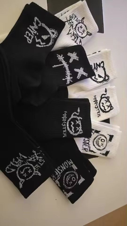 Vintage 10 pair Ghost face graffiti personalized socks Size ONE SIZE - 3 Thumbnail