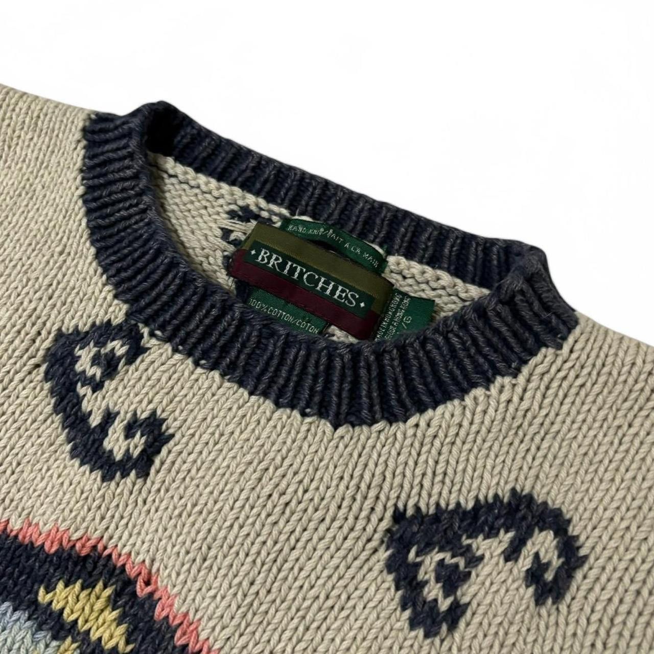 Vintage Vintage 1990s Patterned Beige Knit Sweater Size US L / EU 52-54 / 3 - 4 Thumbnail