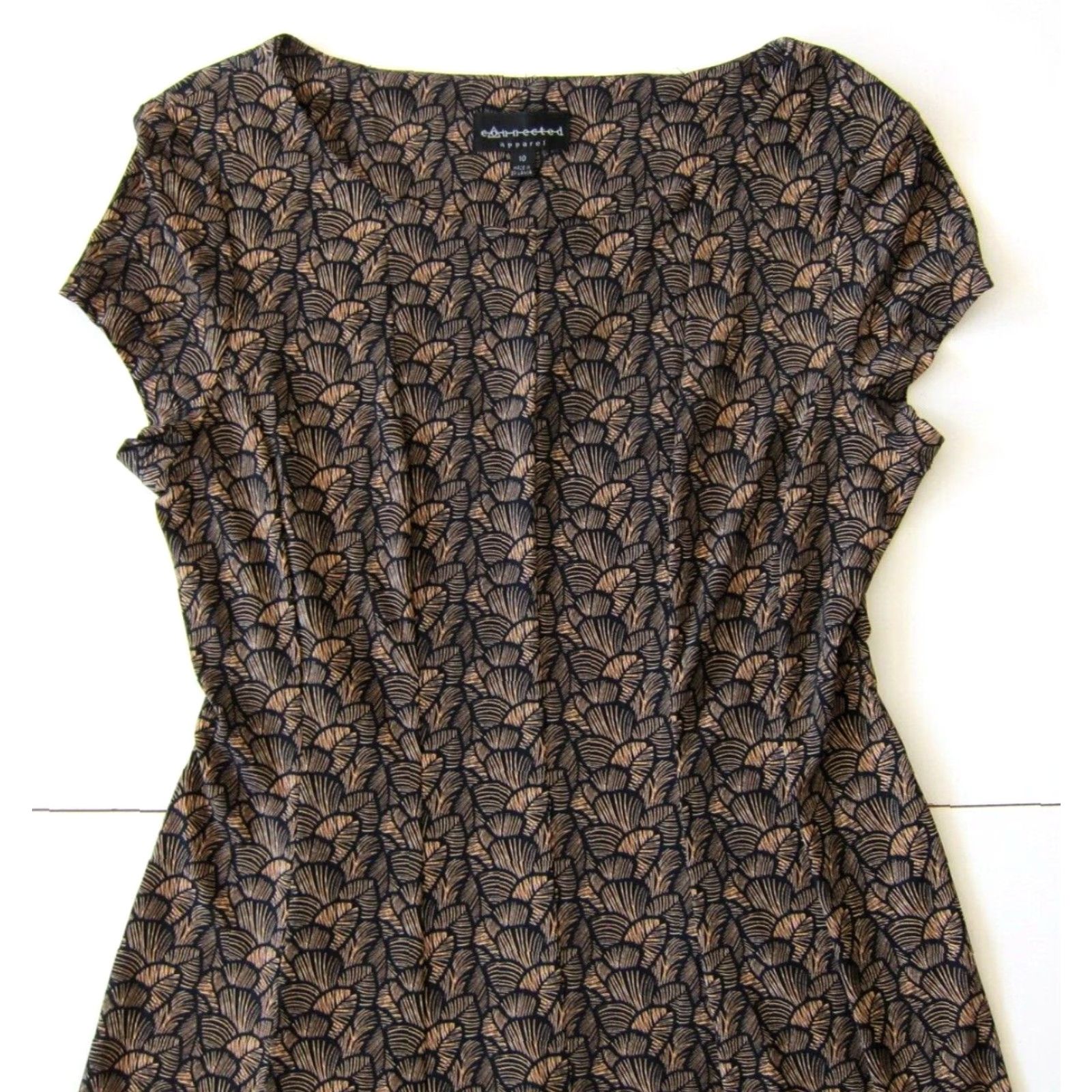 Vintage Connected Apparel Dress Black Floral Stretch Cap Sleeve A-Line Size 10 Size L / US 10 / IT 46 - 7 Thumbnail
