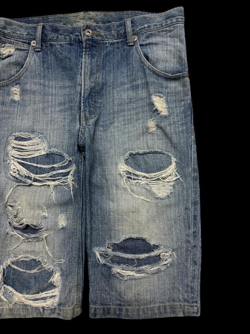 Vintage GRUNGE Insane Japanese Short Jeans Distressed Ripped Mudwash Size US 32 / EU 48 - 4 Thumbnail