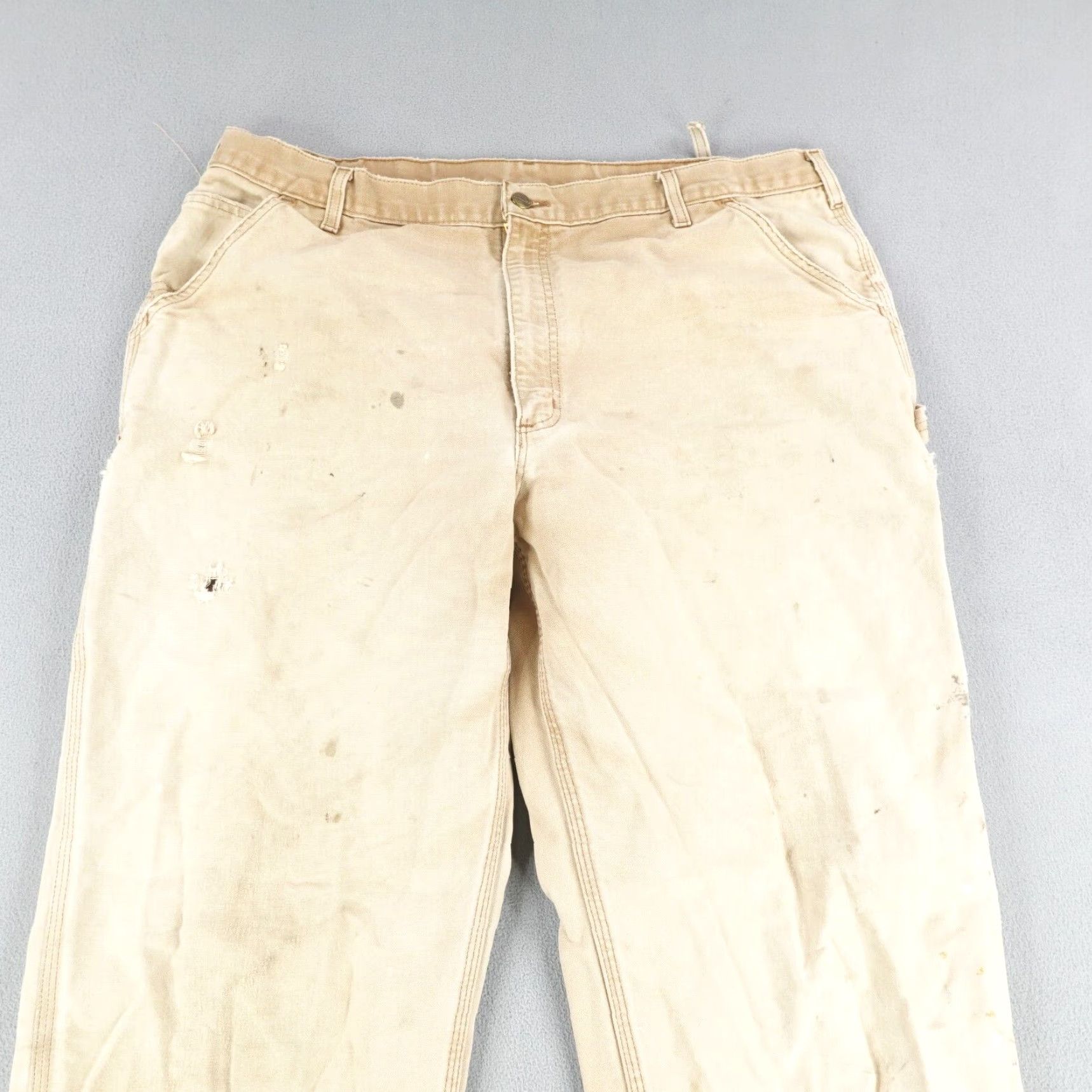 Carhartt Carhartt Pants Mens 42x34 Brown Distressed Canvas Carpenter Workwear Pockets Straight 32in Inseam Mens Brown Canvas Carhartt Pants Size US 41 - 2 Thumbnail