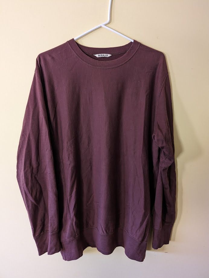 image of Auralee Super High Gauge Sweatshirt in Maroon, Men's (Size Medium)
