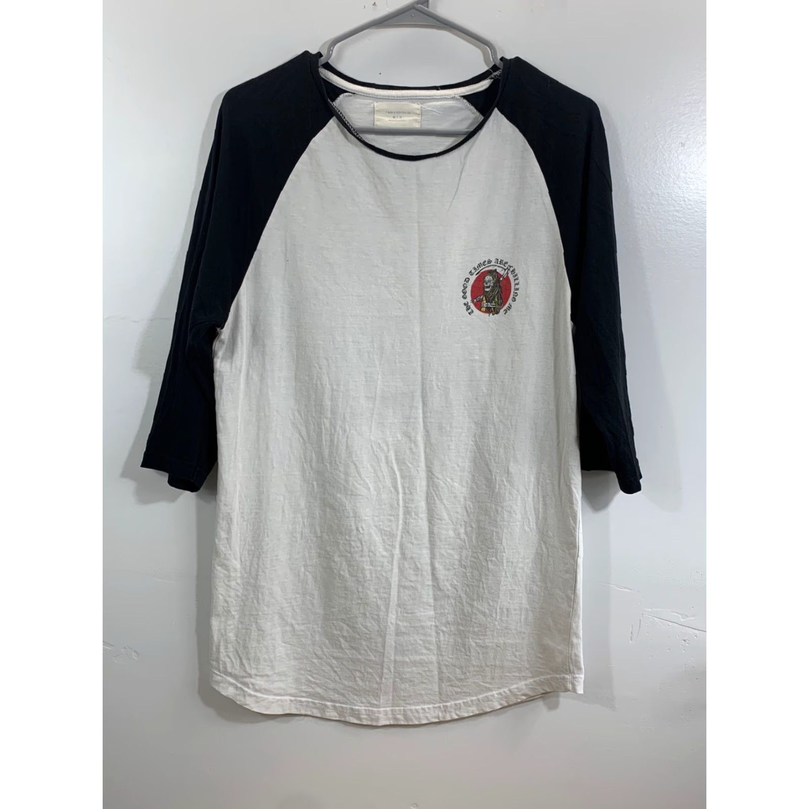 Cotton On T-Bar x Cotton On The good Times Are Chilling Me 3/4 Sleeve Shirt M White Crew Neck California Mens Shirt Size US M / EU 48-50 / 2 - 3 Thumbnail