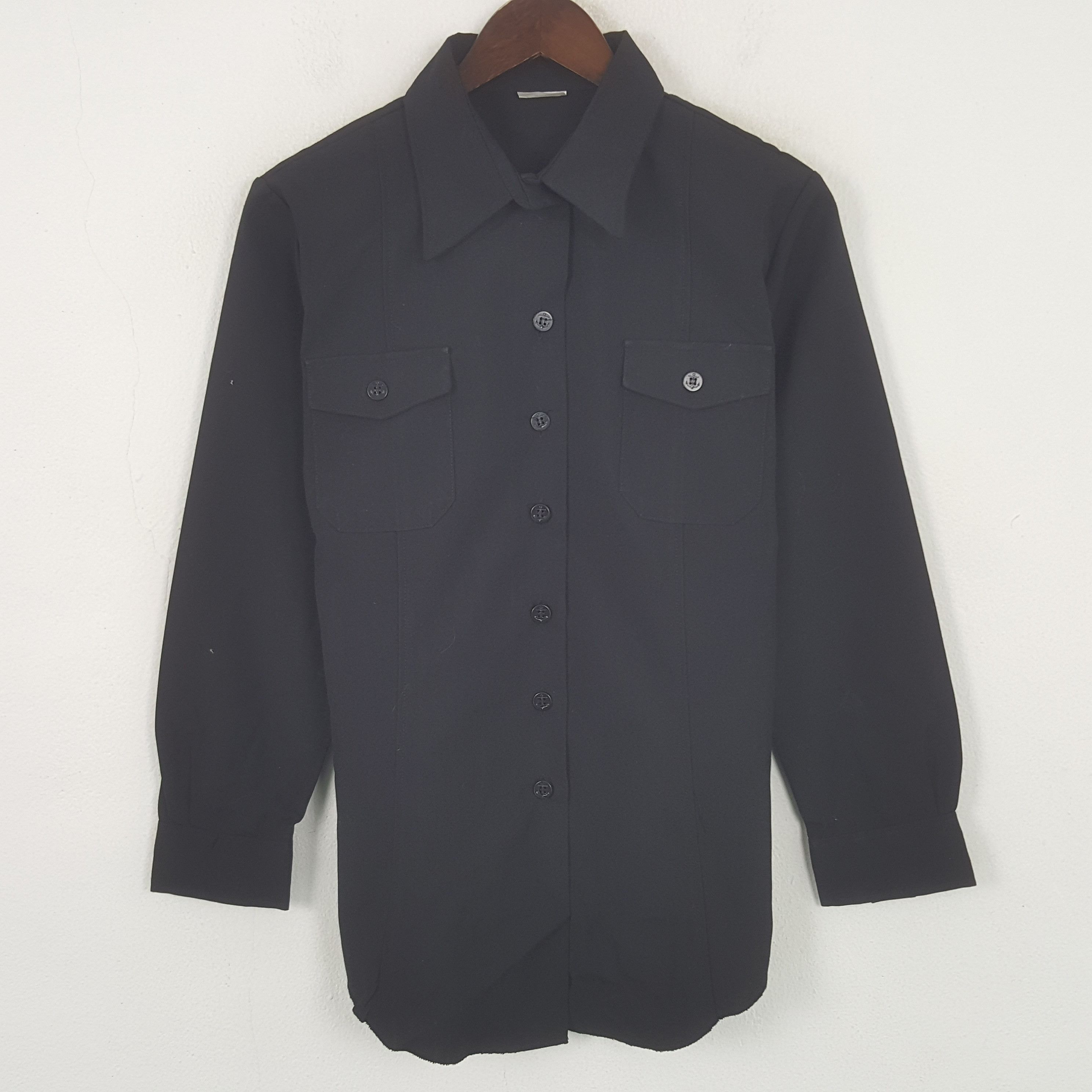 Japanese Brand Vintage Japanese Plain Black Button Up Shirt Size L / US 10 / IT 46 - 1 Thumbnail
