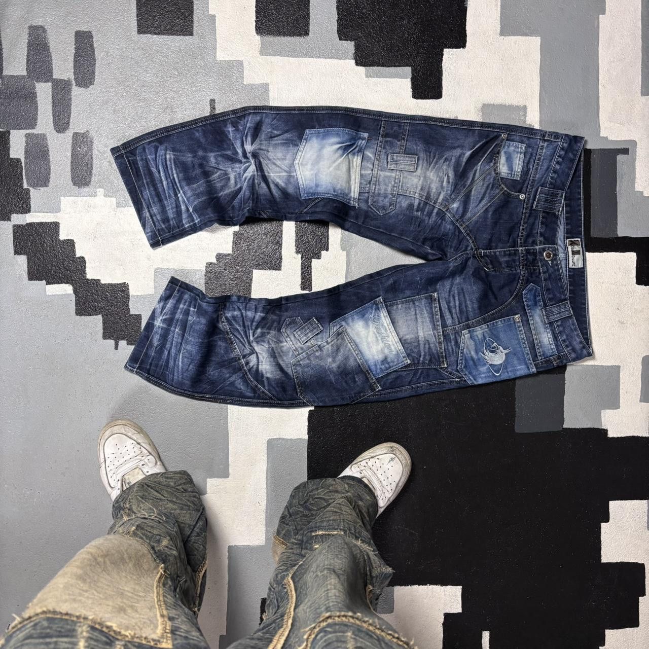 Japanese Brand × Vintage Japanese archive style embroidered patchwork jeans Size US 34 / EU 50 - 2 Thumbnail