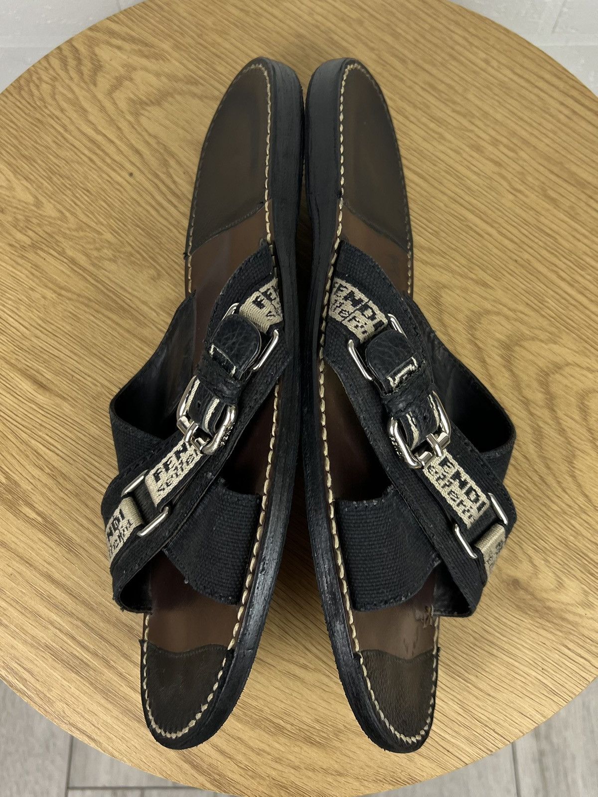Fendi FENDI Sandals Leather Shoes Straps Black Logo Men’s Size US 9.5 / EU 42-43 - 9 Thumbnail