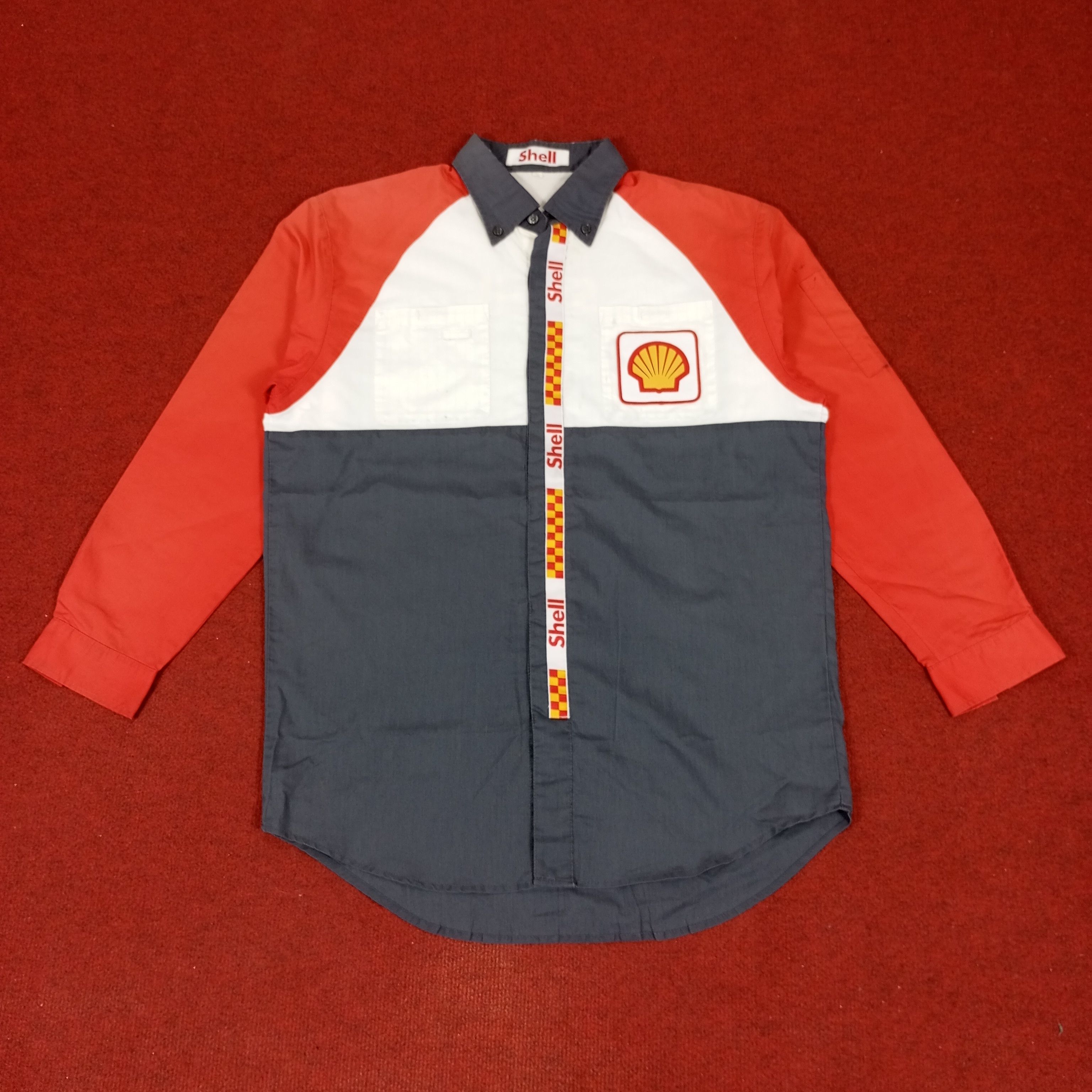 Vintage Shell Logo Design Workwear Working Shirt Size US L / EU 52-54 / 3 - 1 Thumbnail