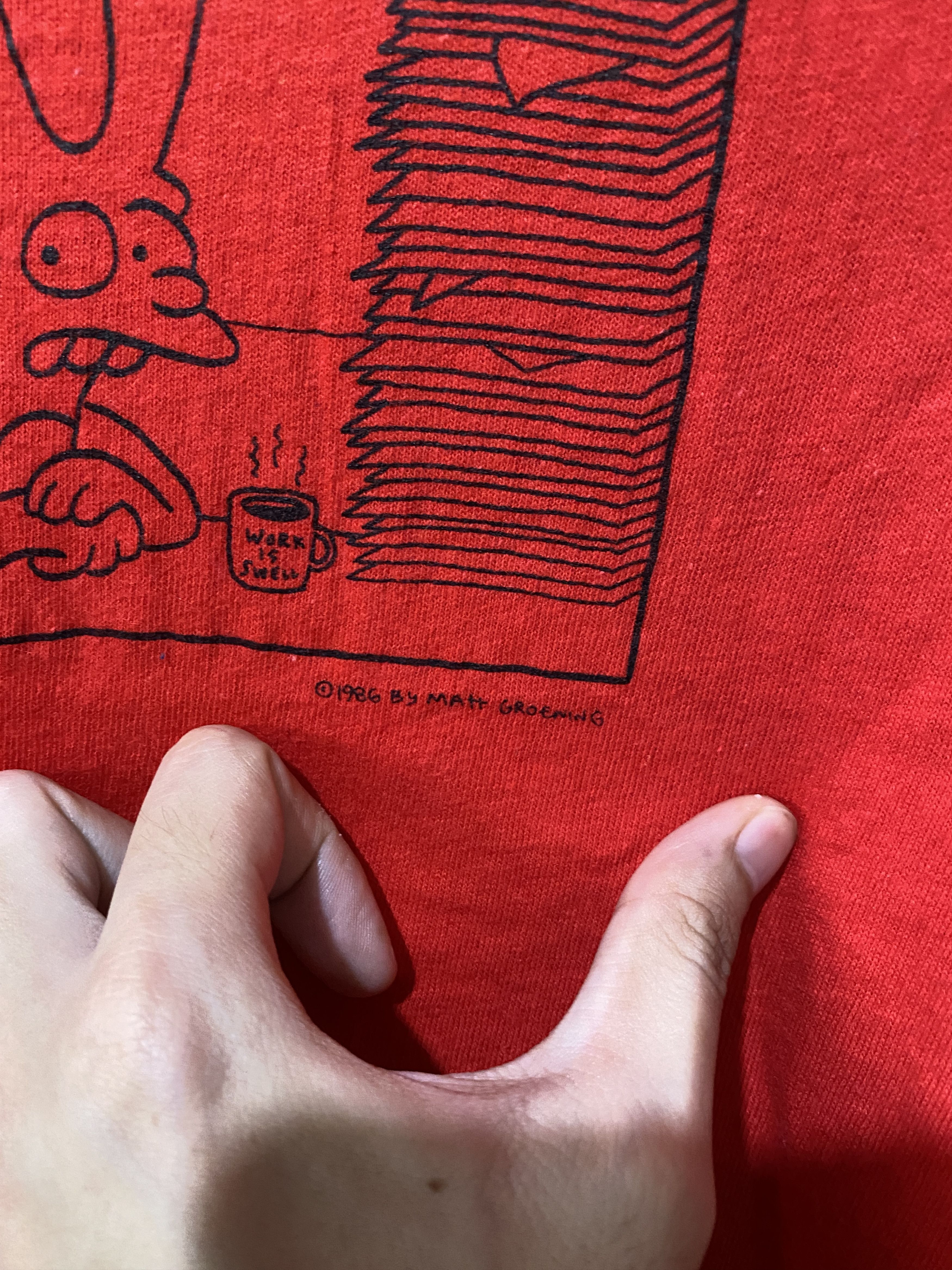 Vintage Vintage 1986 Matt Groening Work Is Hell Shirt Size US S / EU 44-46 / 1 - 3 Thumbnail