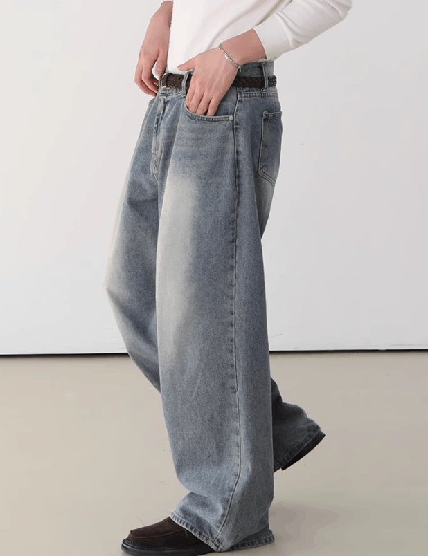 Japanese Brand × Jean Distressed washed men's trendy straight jeans Size US 32 / EU 48 - 2 Thumbnail