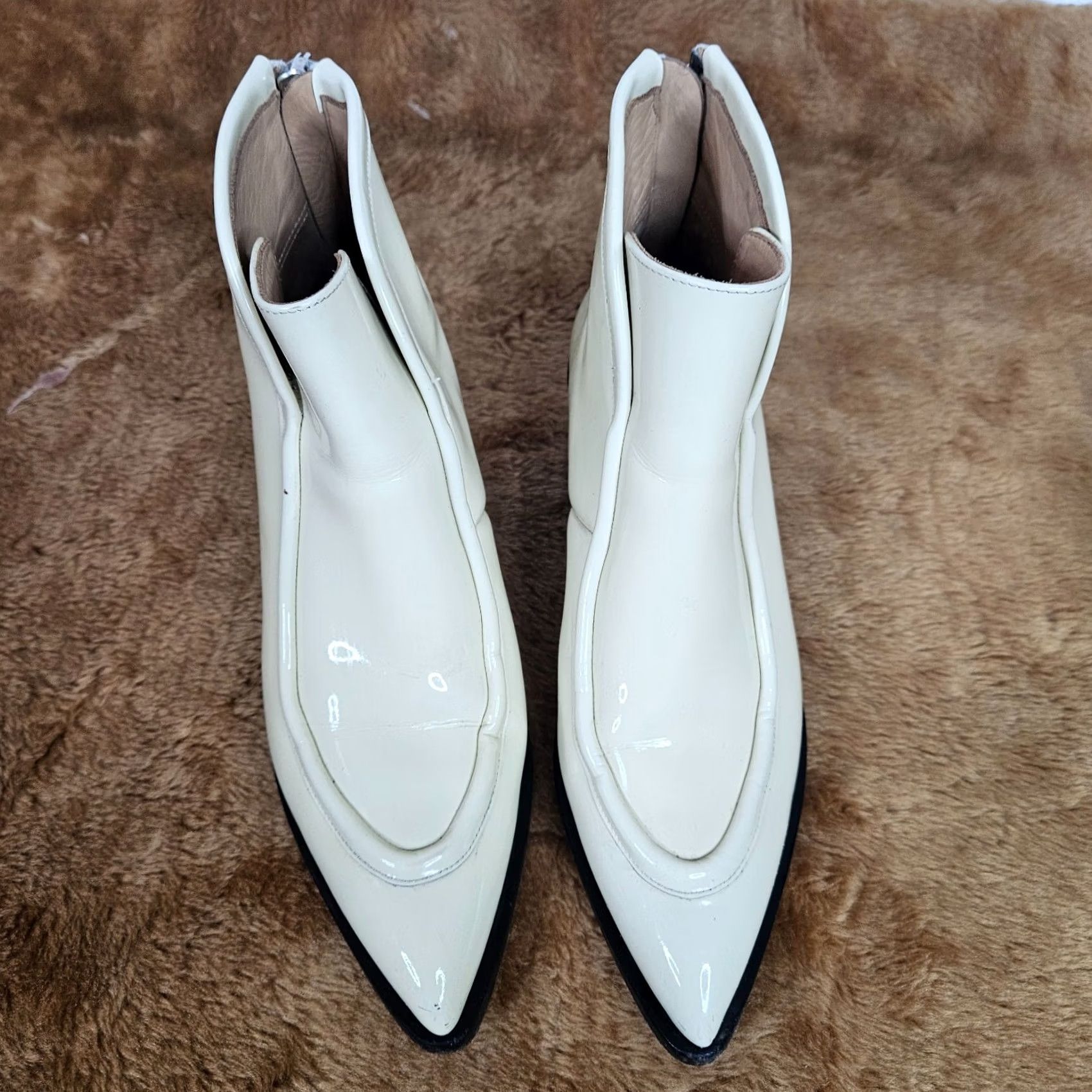 Jil Sander Jil Sander Western Ankle Boots Ivory Pointed Toe Zip Leather Heel Block Size 37 Women Footwear Shoes 37 Ivory Western Boots Womens Size US 7 / IT 37 - 2 Thumbnail